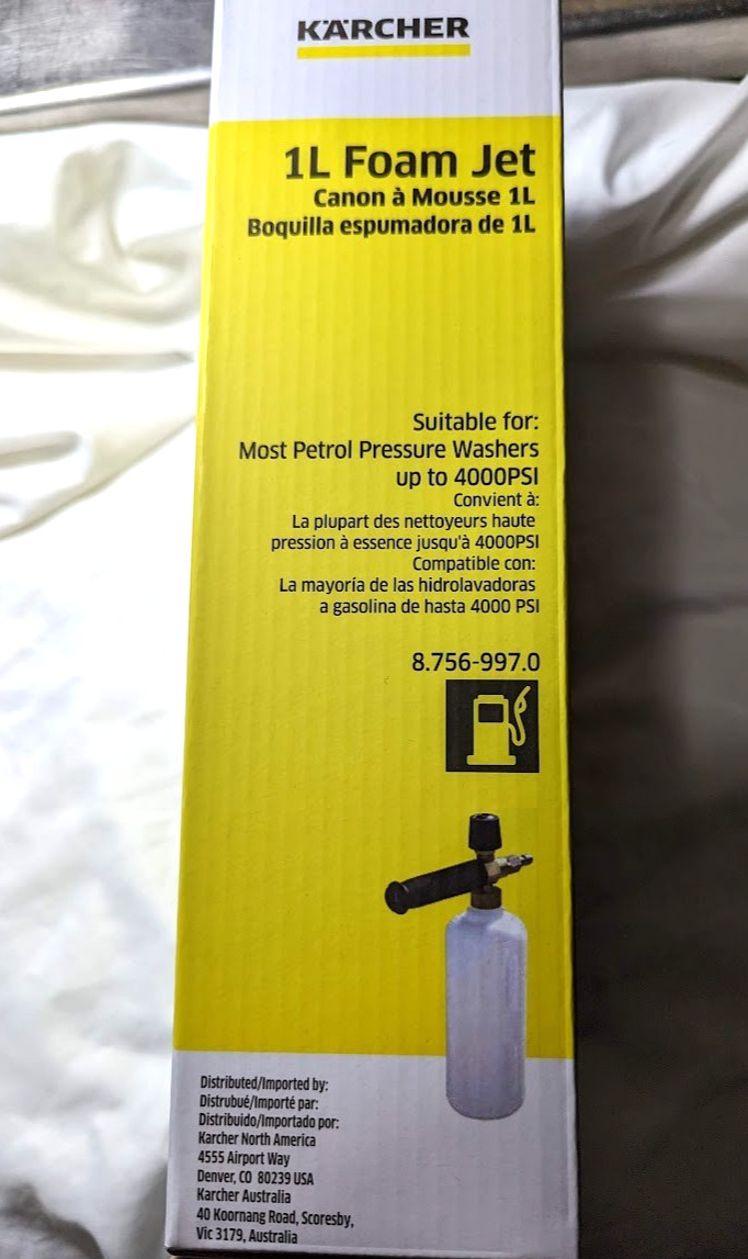 KARCHER 1L Foam Jet 4000 PSI 1/4″ Quick Connect Soap Nozzle 8.756-997.0 SEALED!