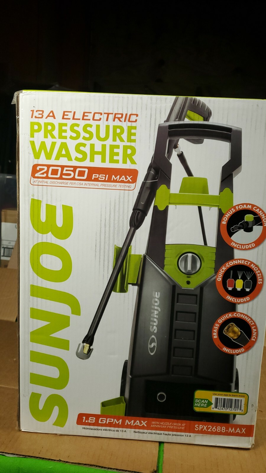 NEW Electric Pressure Washer Sun Joe SPX2688-MAX 13-Amp 2050 PSI MAX 1.8 GPM