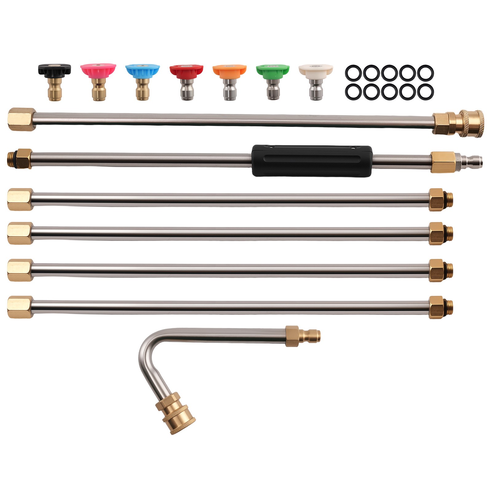 15in Pressure Washer Extension Rod Extension Lance Stainless Steel 7 Nozzles