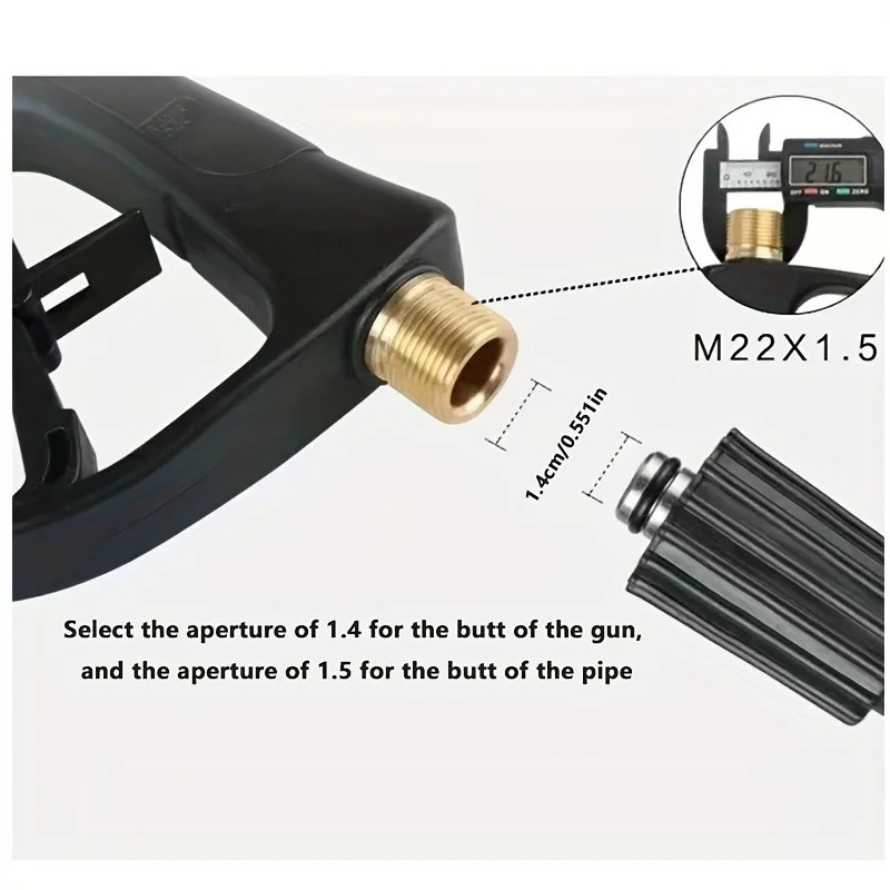 2175PSI High Pressure Washer Gun with M22-14 1/4″ Quick Connect, 5 Nozzles & M14