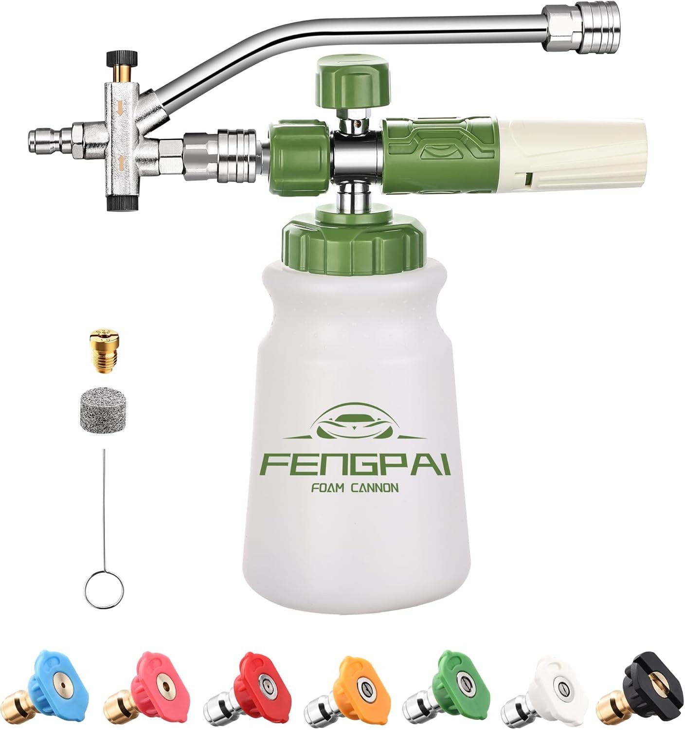 Pressure Washer Foam Cannon with Dual-Connector Accessory & 7 Power Washer Spray
