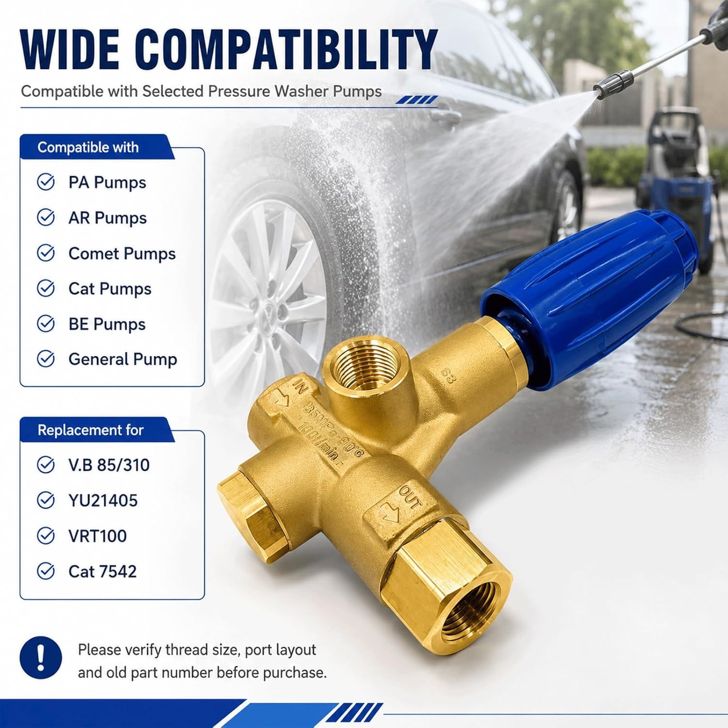 V.B 85/310 Unloader Valve Pressure Washer Pump/Knob for PA AR Comet Cat BE, S695