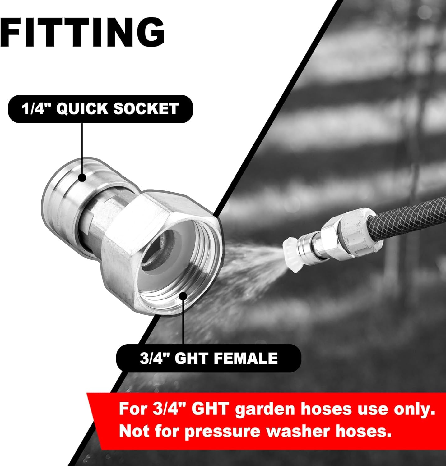 Raincovo Garden Hose to Pressure Washer Adapter, 3/4” GHT to 1/4” Quick Connect,
