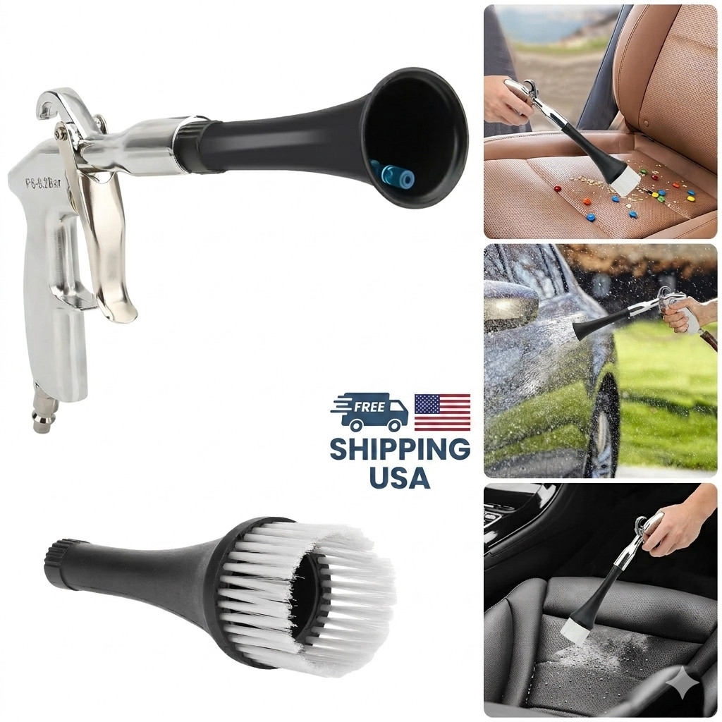 3-in-1 High-Pressure Car Cleaning Gun Tornado Air Blow Tool 360° Rotating 1/4in