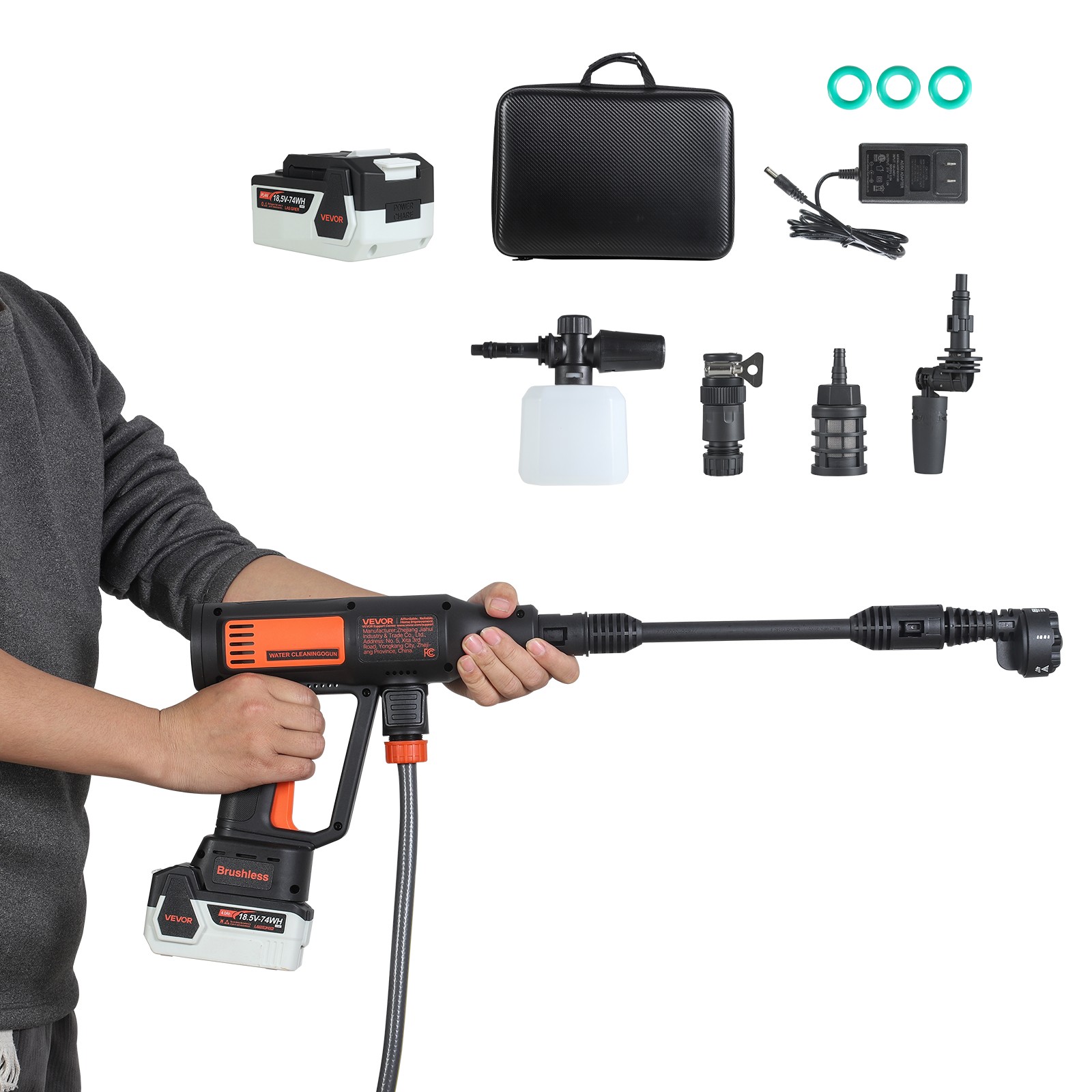 VEVOR Cordless Pressure Washer 1200PSI MAX with Brushless Motor Dual Batteries