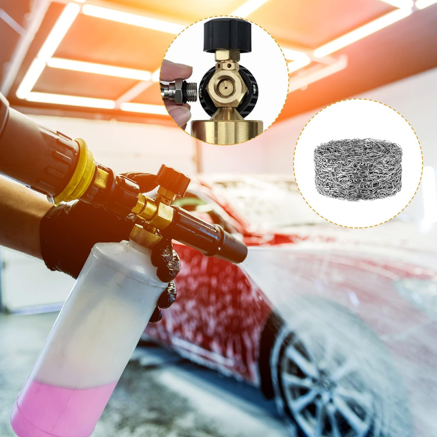 4 Pieces 1.1Mm Orifice for Foam Cannon Nozzle and 10 Pieces Foam Maker, High Rep