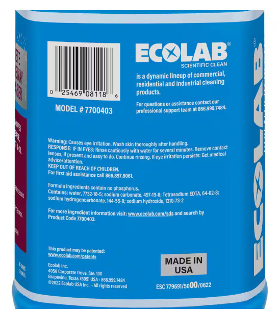 ECOLAB 1 Gal. Concrete and Driveway Degreaser Concentrate Pressure Wash,