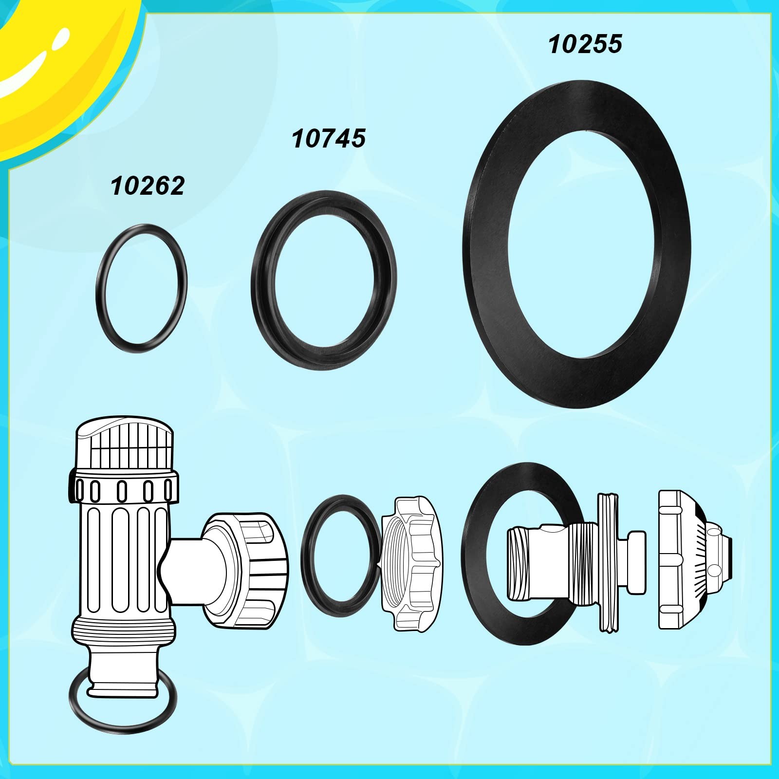 18 Pieces 25076RP O Ring Washer for 1 1/2 Inch Fittings Washer and Ring with …