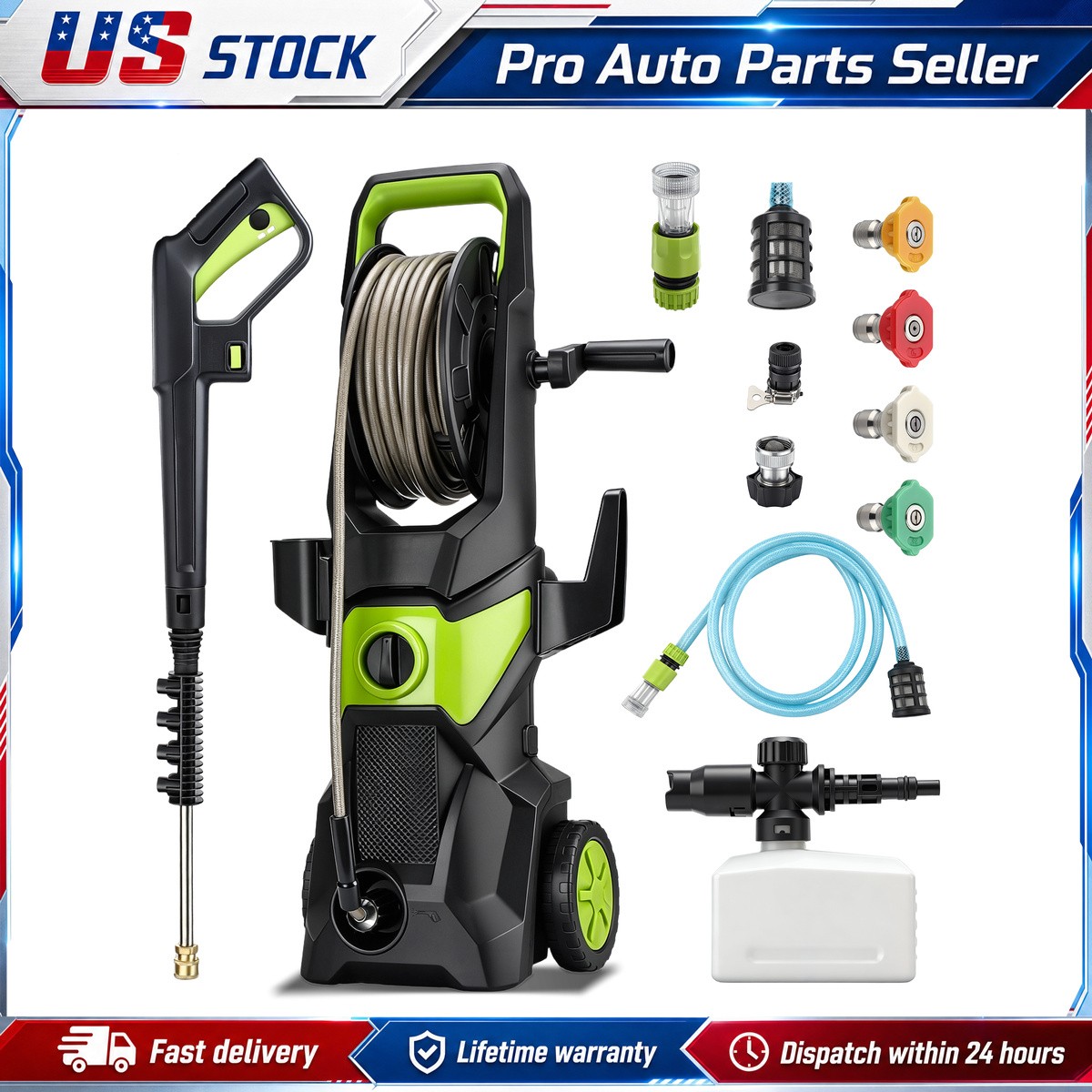 Electric Power Washer 5000 PSI 3.2 GPM Pressure Washer with 52FT Hose,nozzle