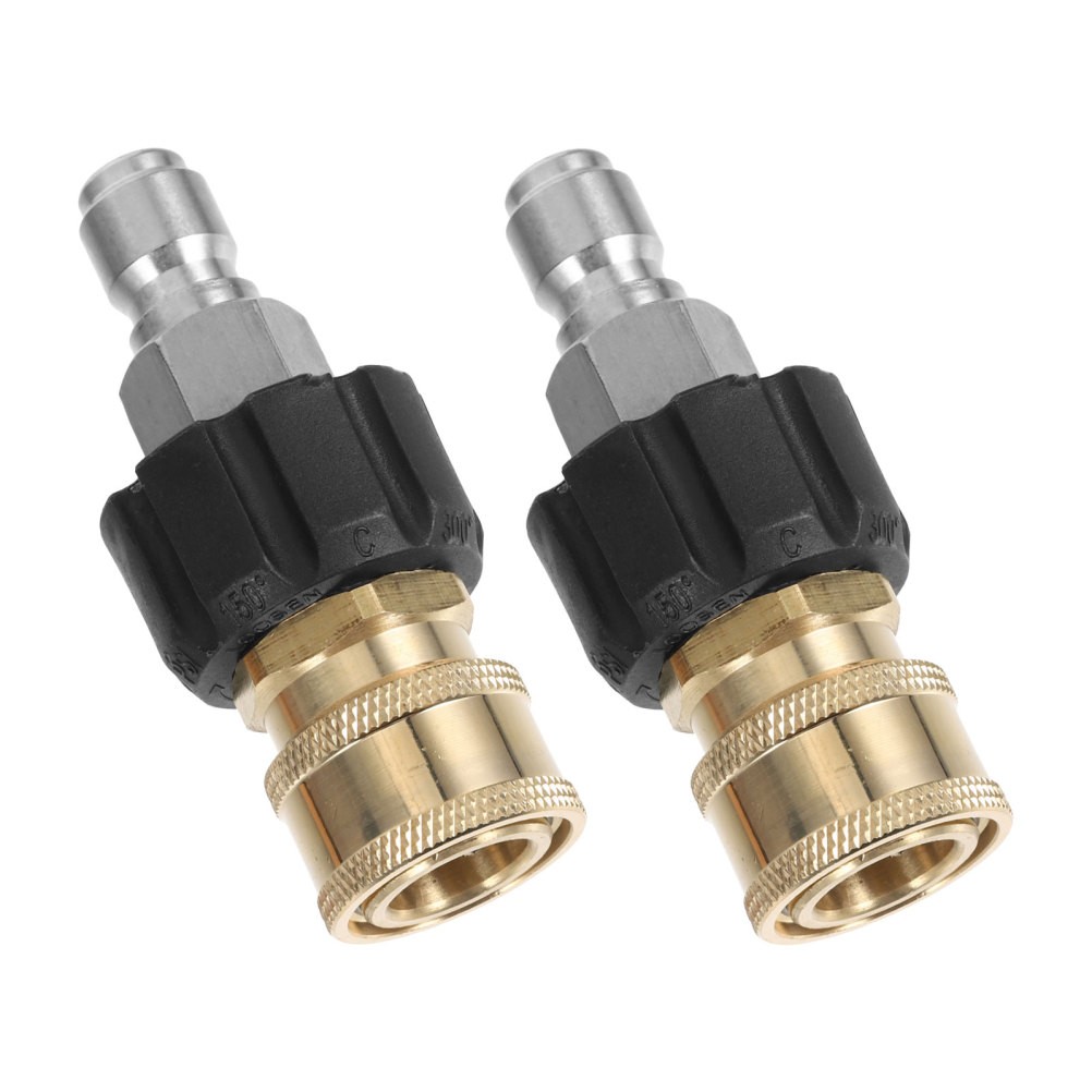 2 Sets Reusable Brass Power Washer Hose Adapter Quick Connect Fittings Black