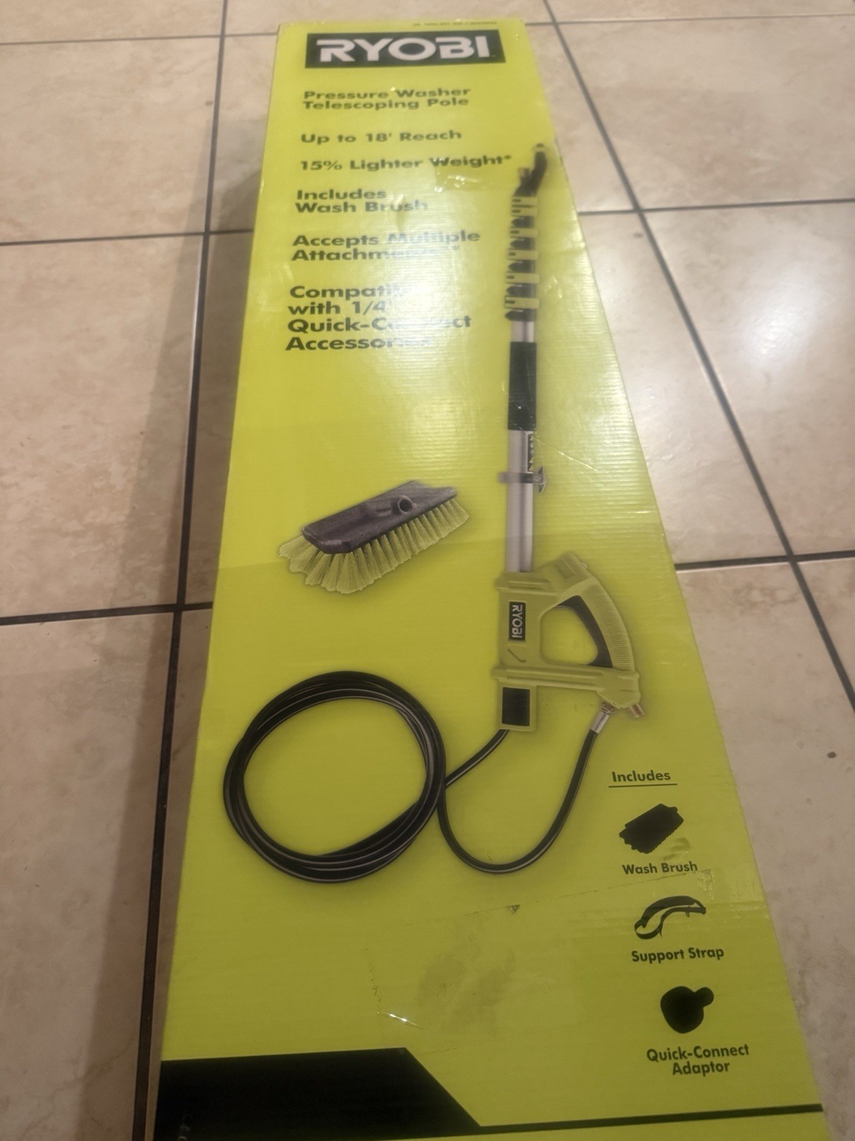 Ryobi 18 ft. Extension Pole with Brush for Pressure Washer-Model# RY31EP26
