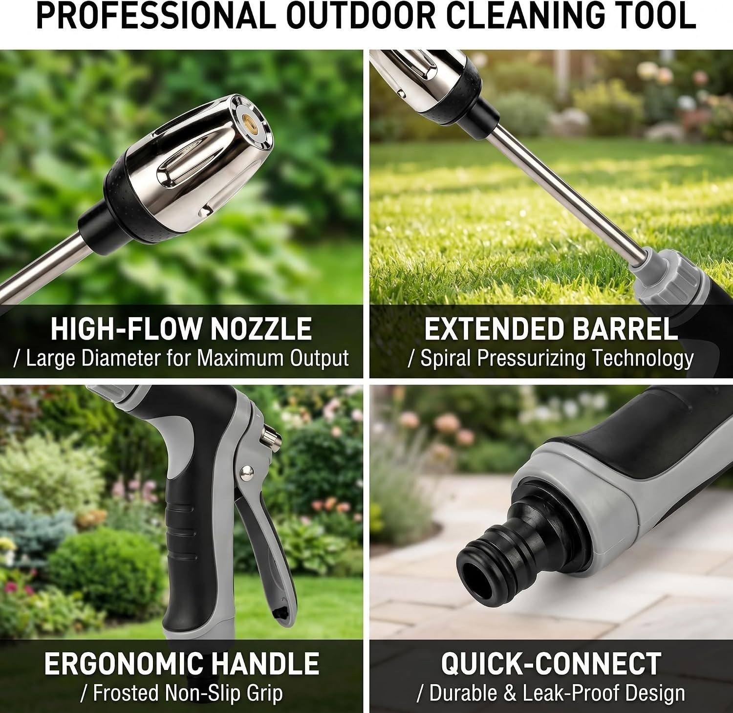 Pressure Washer with Stainless Steel Long Handle, 3 Adjustable Spray Modes, Suit