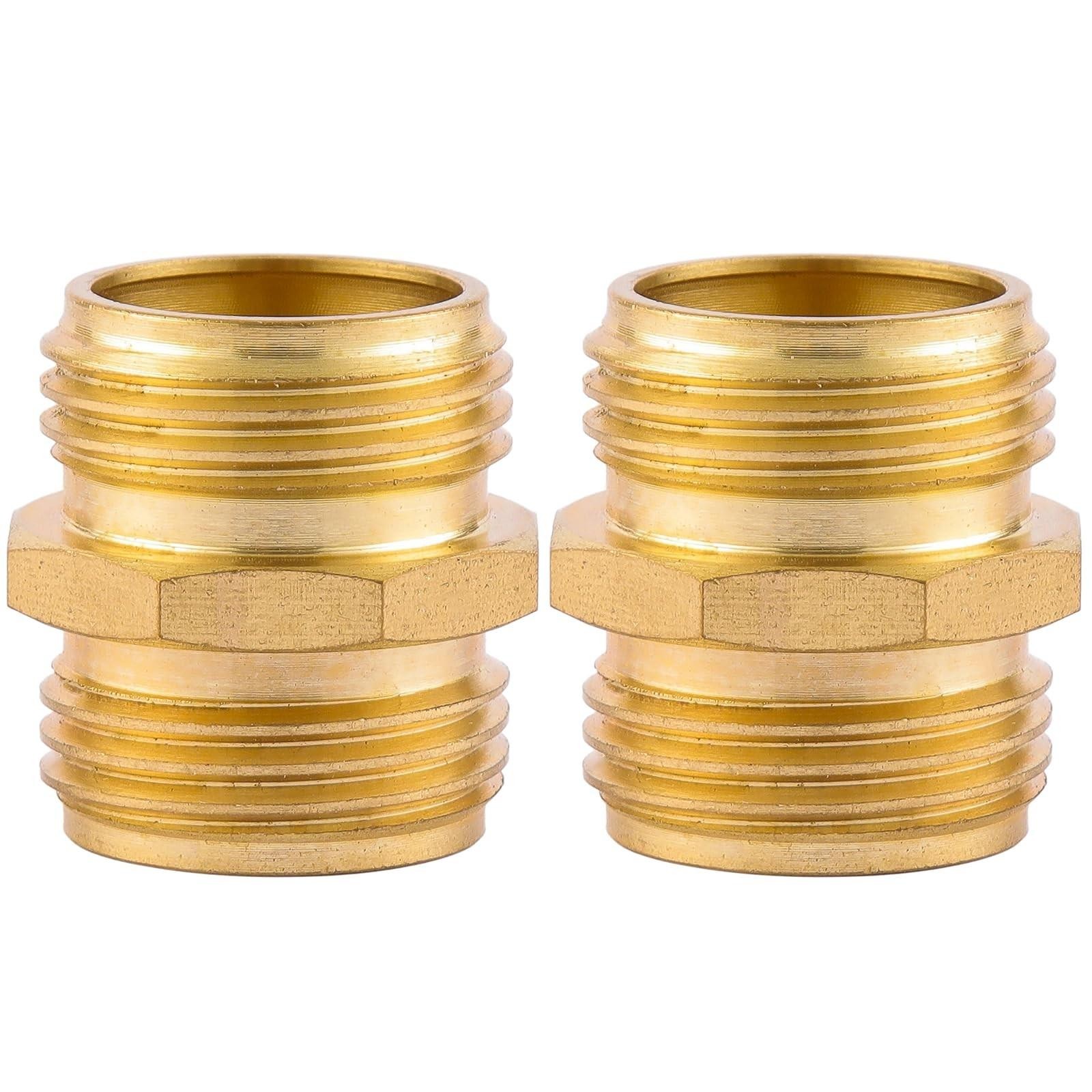 2 Pack Brass Garden Hose Adapter 3/4 Inch Male to Male Connector Fitting
