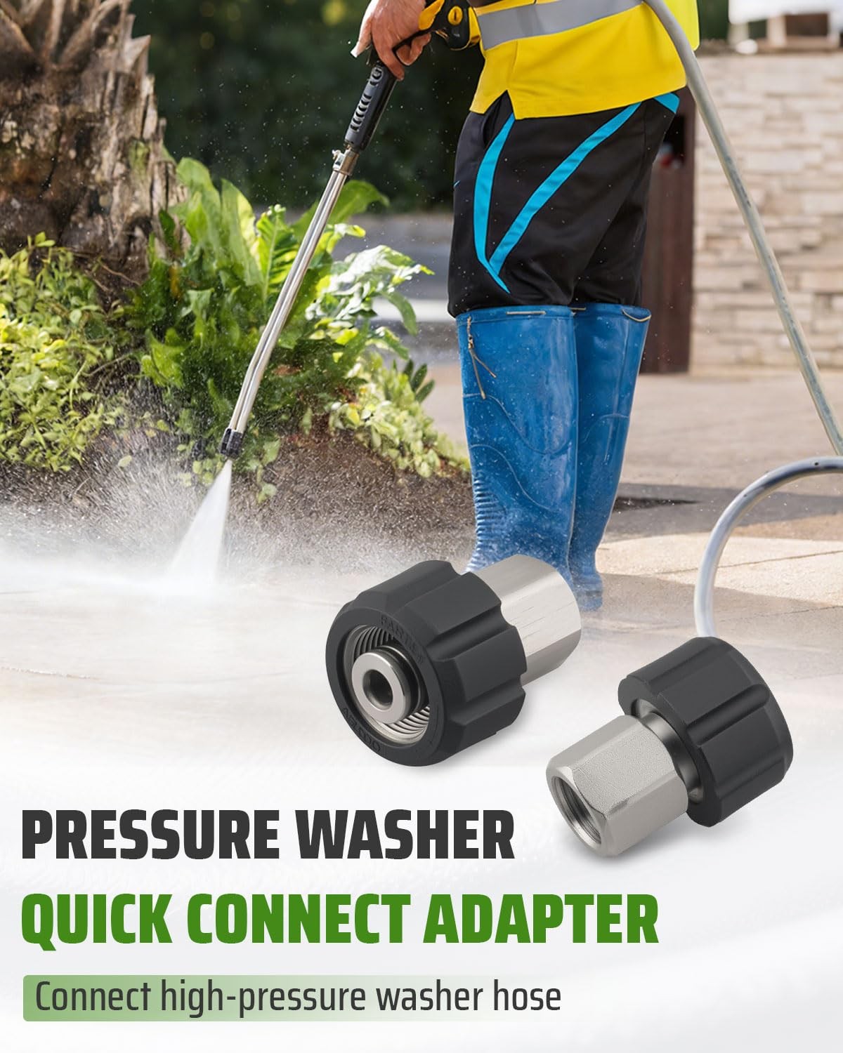 2PCS Pressure Washer Quick Connect Adapter M22 14mm Female to 3/8 Inch Adapter