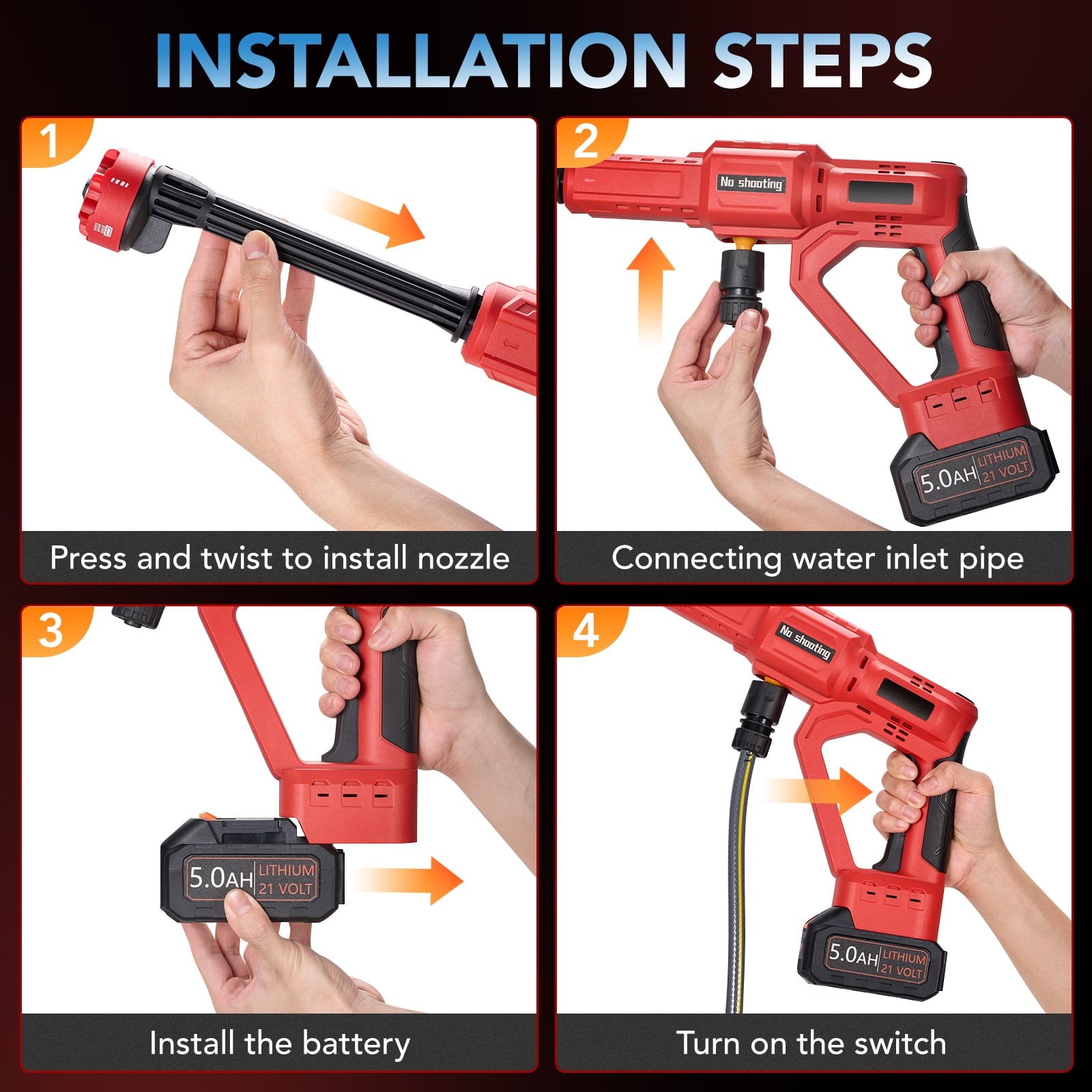 SPEEDWOW Cordless Pressure Washer, 1060 PSI, 2.8 GPM, Brushless Motor, 6-in-1