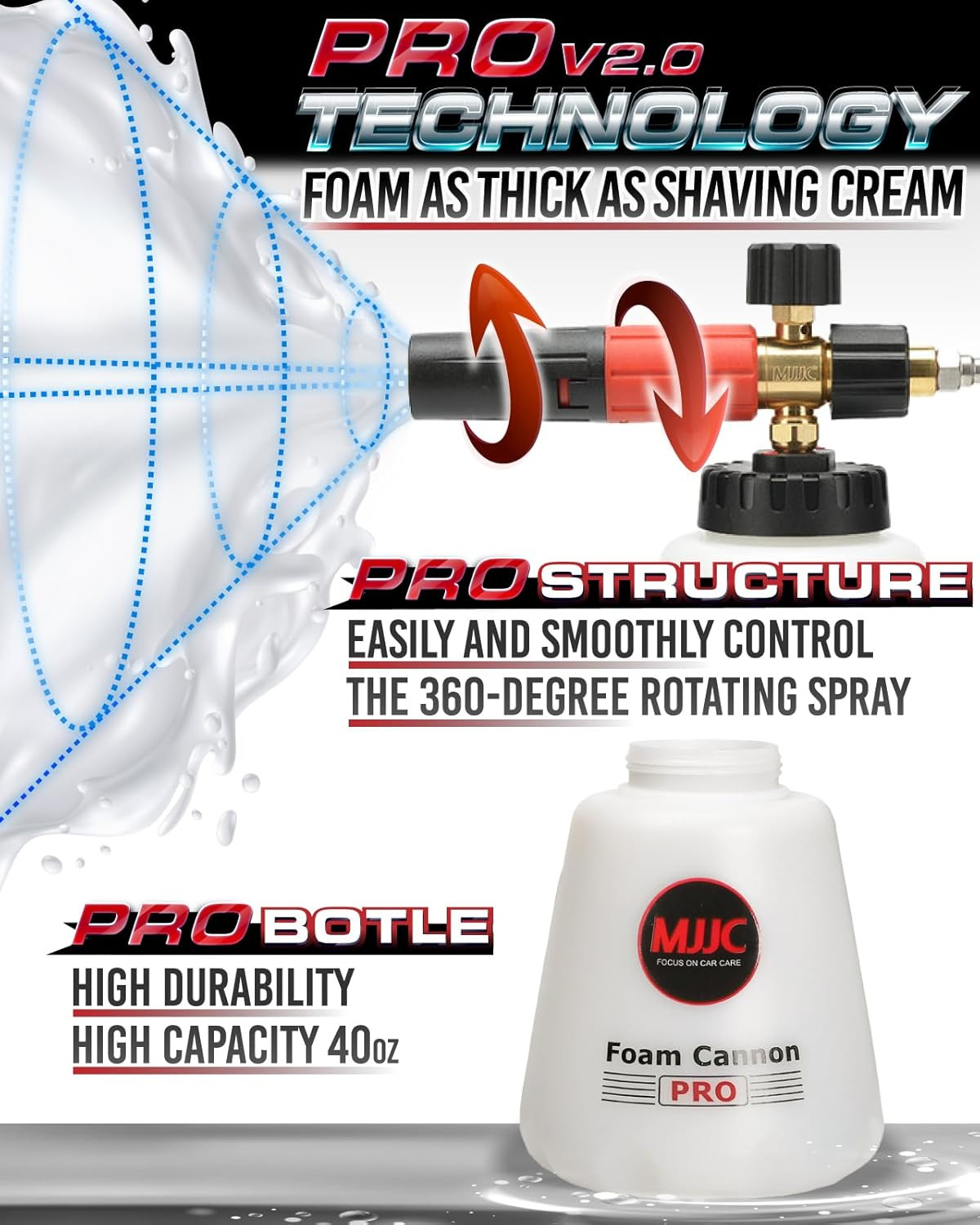Foam Cannon Pro V2.0 (Thicker Snow Foam Technology) with 1/4 Inch Quick Connecto