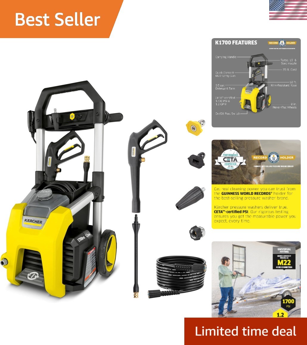 Pressure Washer K1700 Yellow 3 Spray Nozzles
