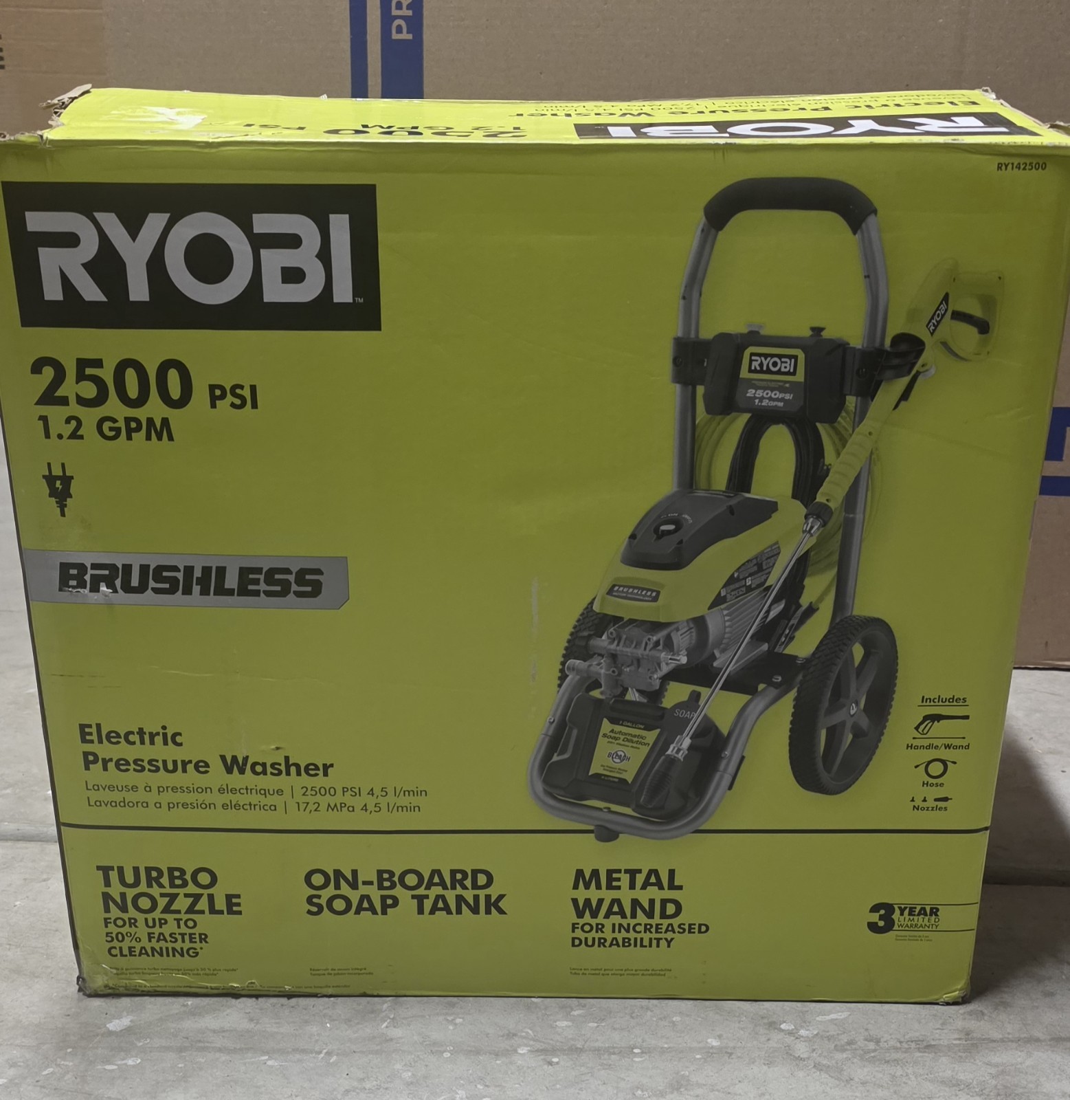 RYOBI 2500 PSI 1.2 GPM High Performance Cold Water Electric Pressure Washer
