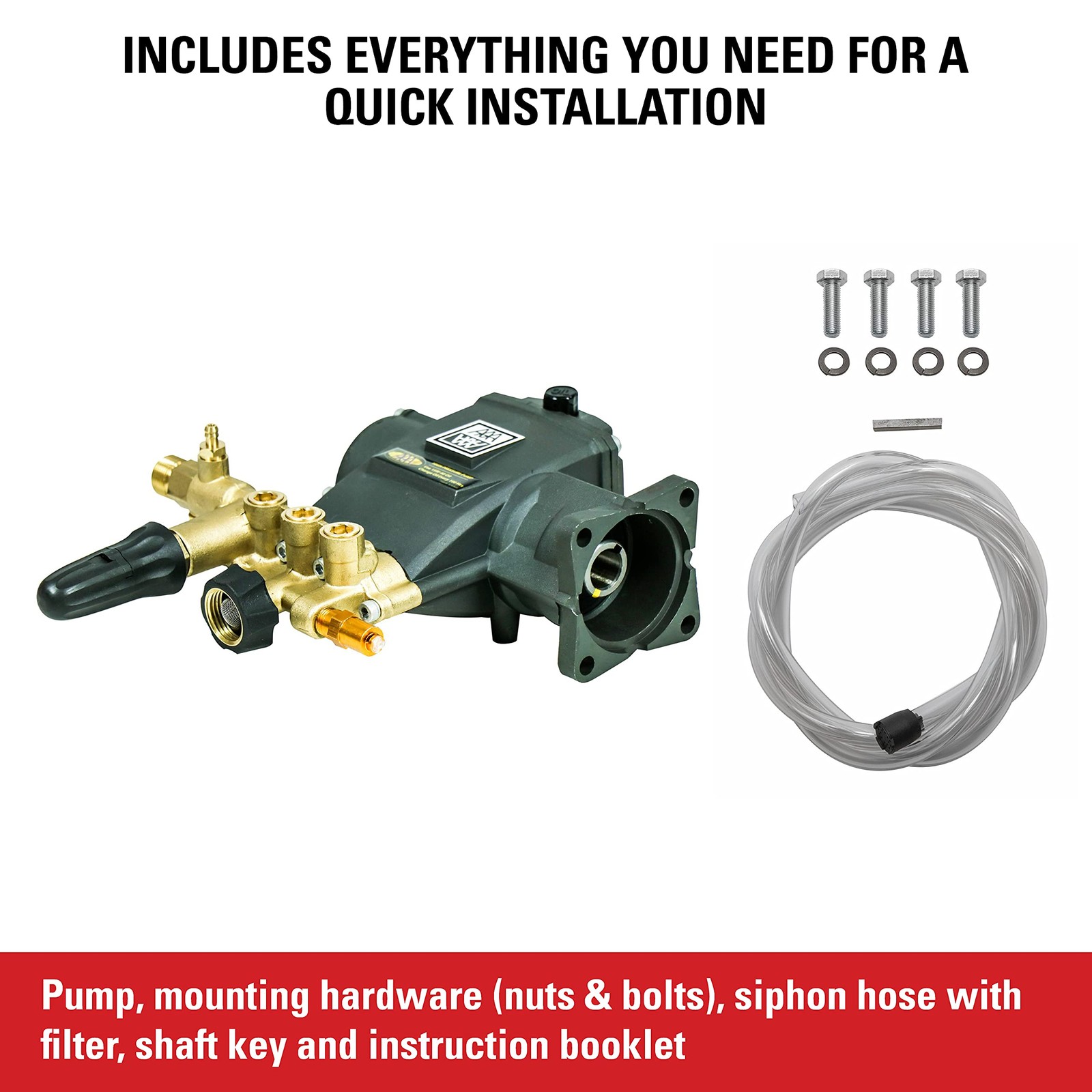 AAA 3700 PSI 2.5 GPM Replacement Triplex Pressure Washer 3/4″ Shaft, Black