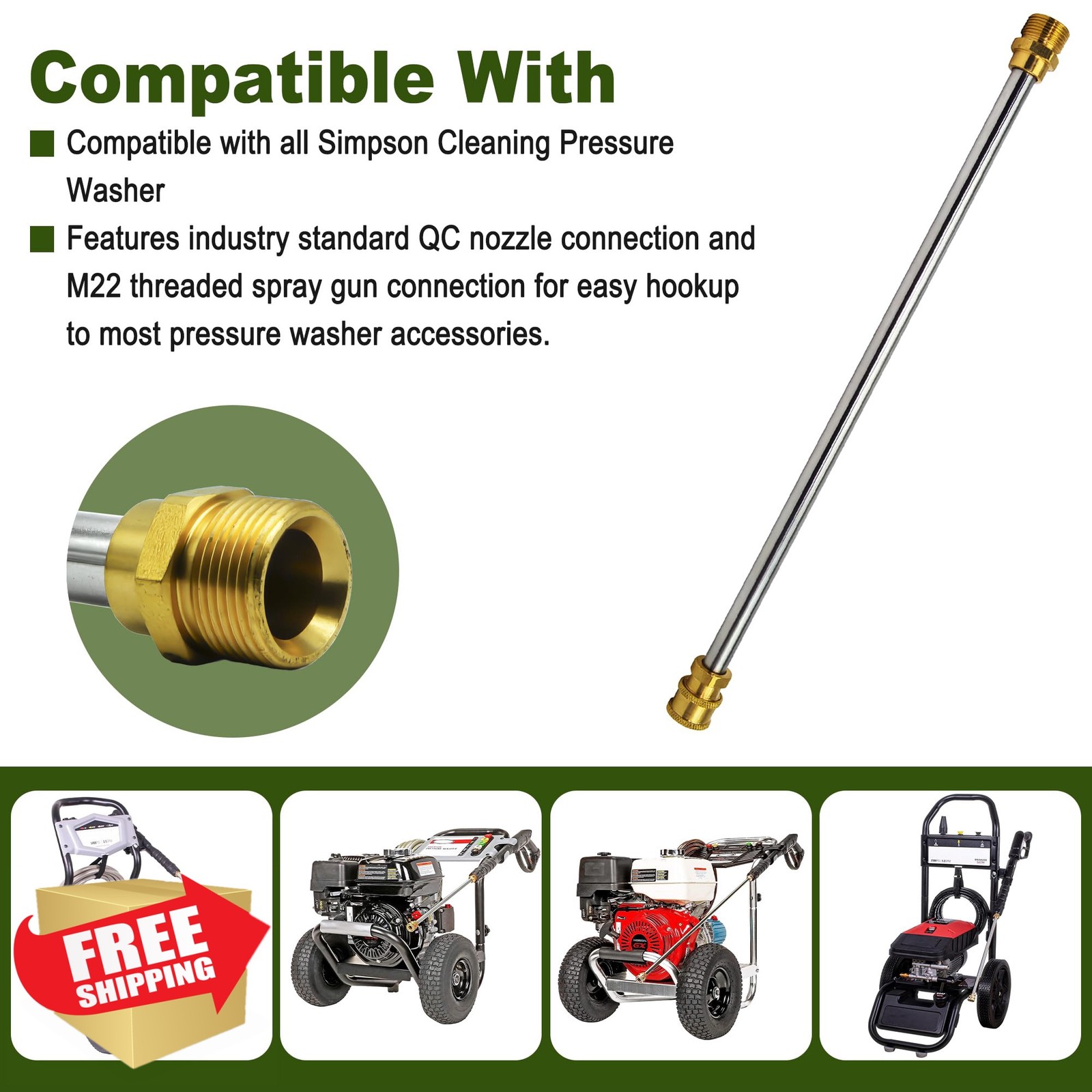16-Inch Pressure Washer Wand, Replacement for Simpson Cleaning 80149, Fit for…