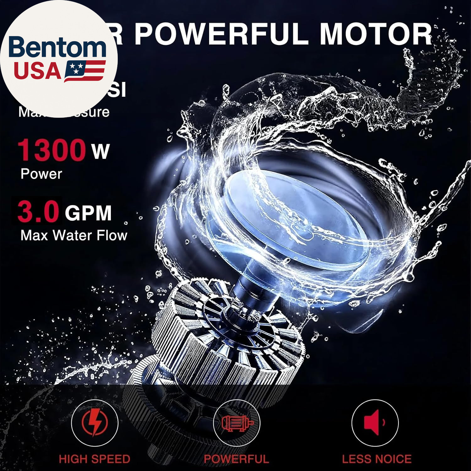 Upgraded Electric Pressure Washer, 1850 PSI Max,3.0 GPM, 5″ Wheels, 18M Cord/Hos