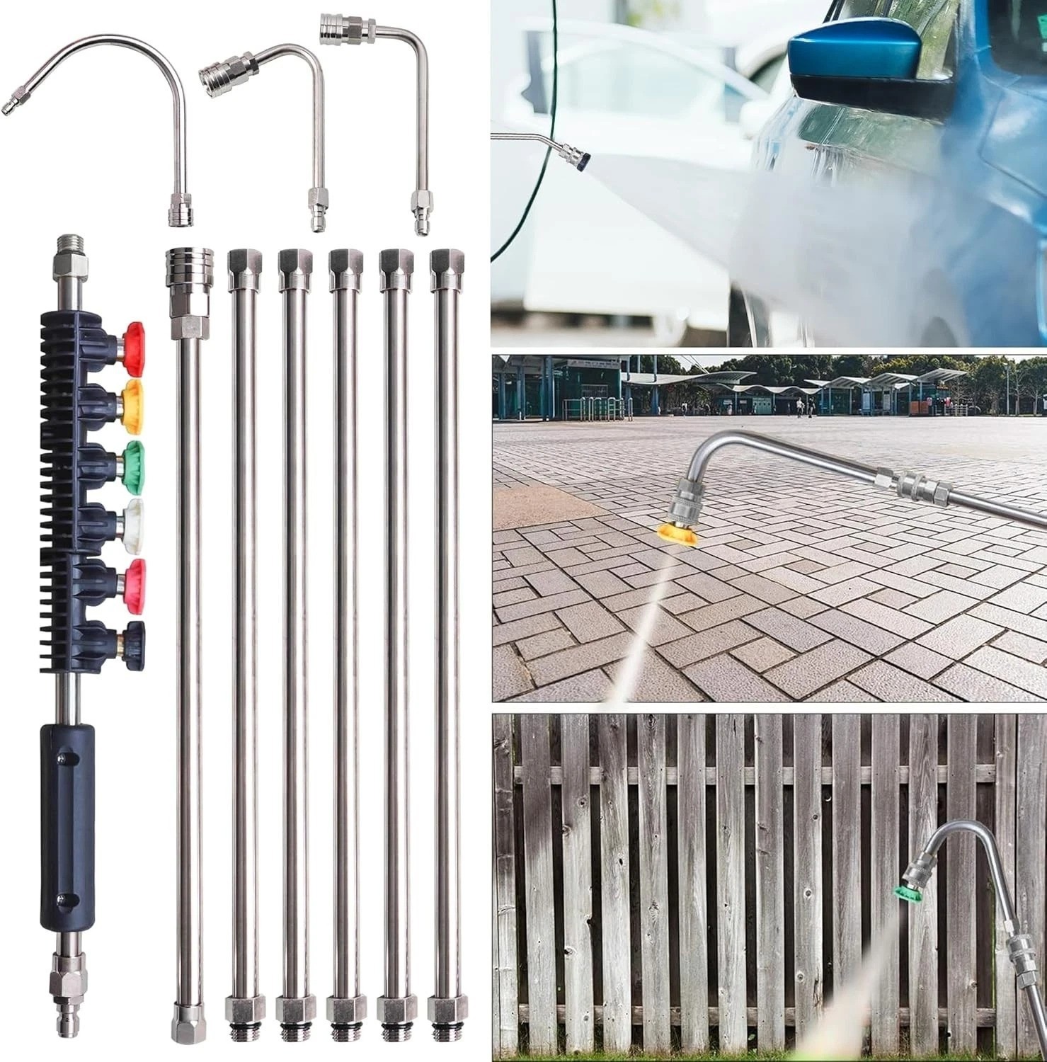 Versatile Power Washer Lance Set with 6 Nozzle Tips & Gutter Cleaner – 4000 PSI