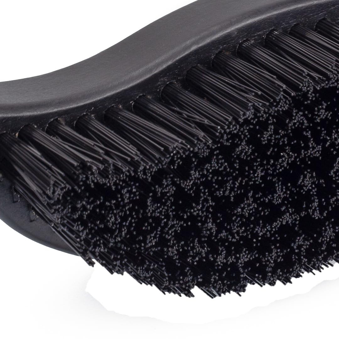 Maxshine Universal Ergonomic Tire Brush with Wood Brush, Black
