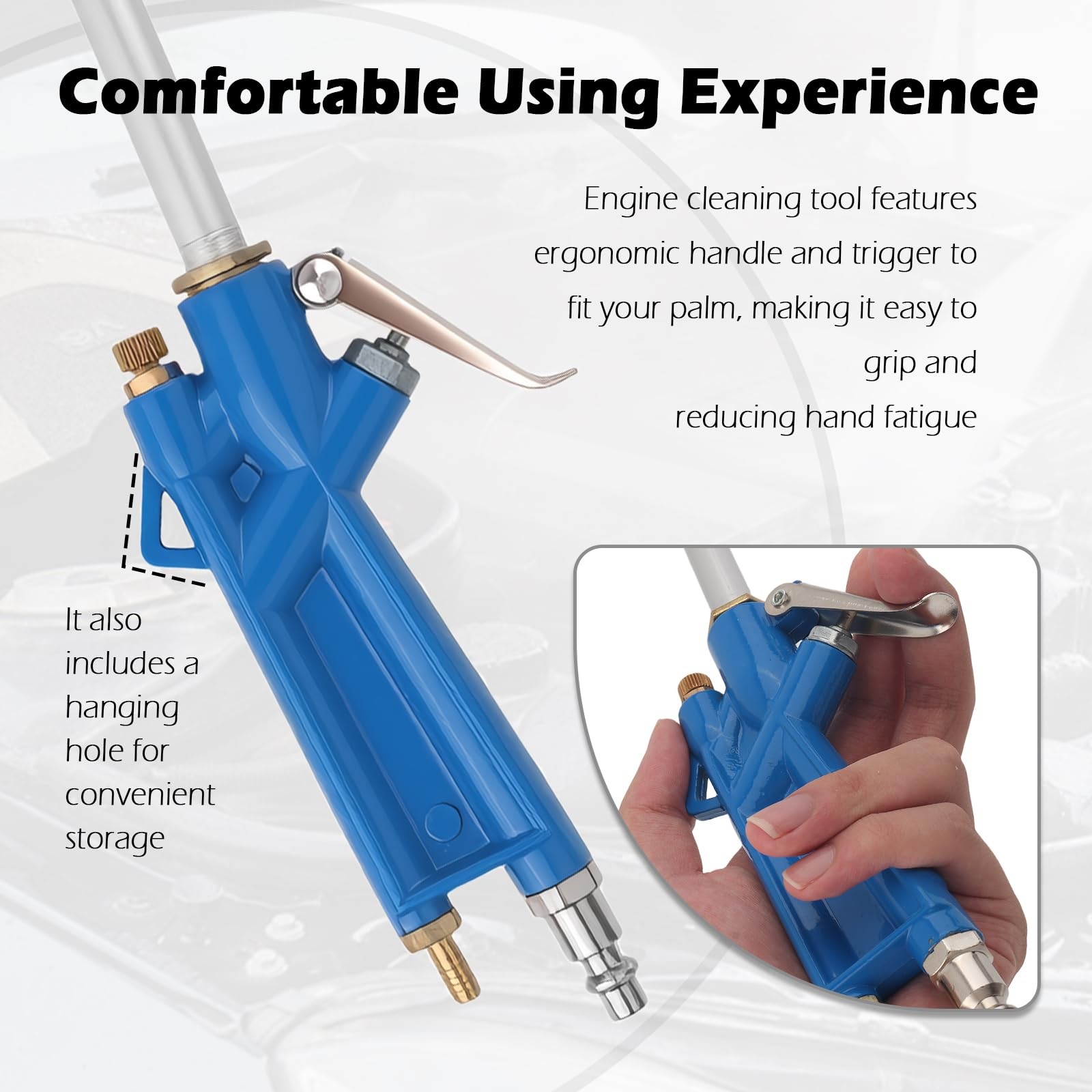VKQTS Air Engine Cleaning Gun Elbow & 3.93Ft Hose,Pneumatic Air Nozzle Blow Gu
