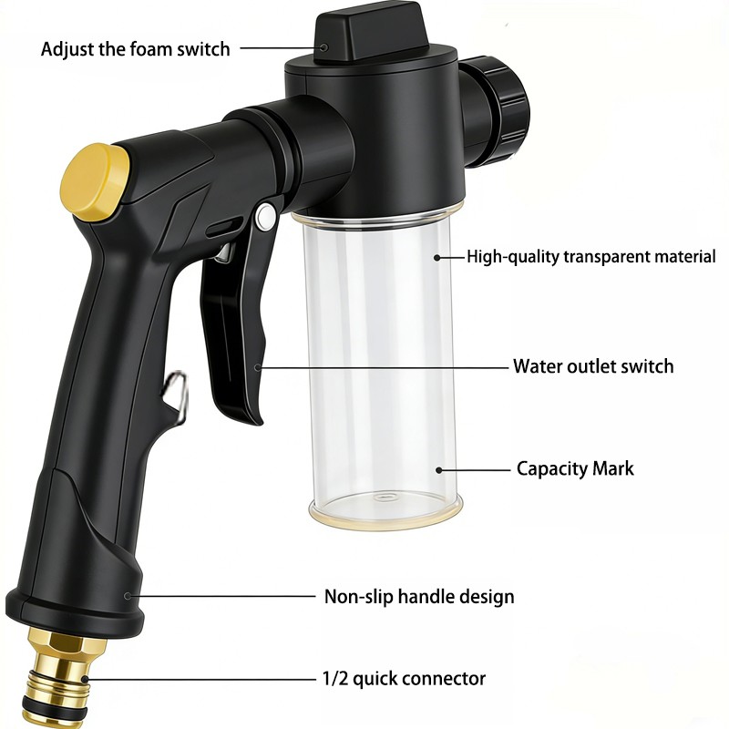 High Pressure Garden Water Gun Hose Nozzle Car Wash RV Foam Kettle Spray