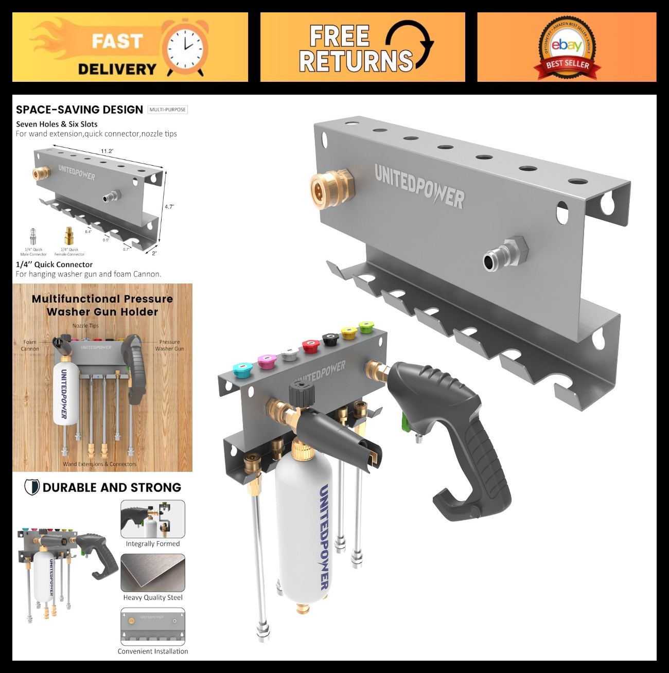 Pressure Washer Gun Holder Wall Mount – Foam Cannon & Tool Storage Rack, Organiz