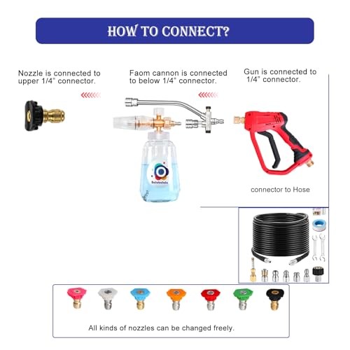 Foam Cannon for Pressure Washer with Dual Connector, Car Foam Cannon with