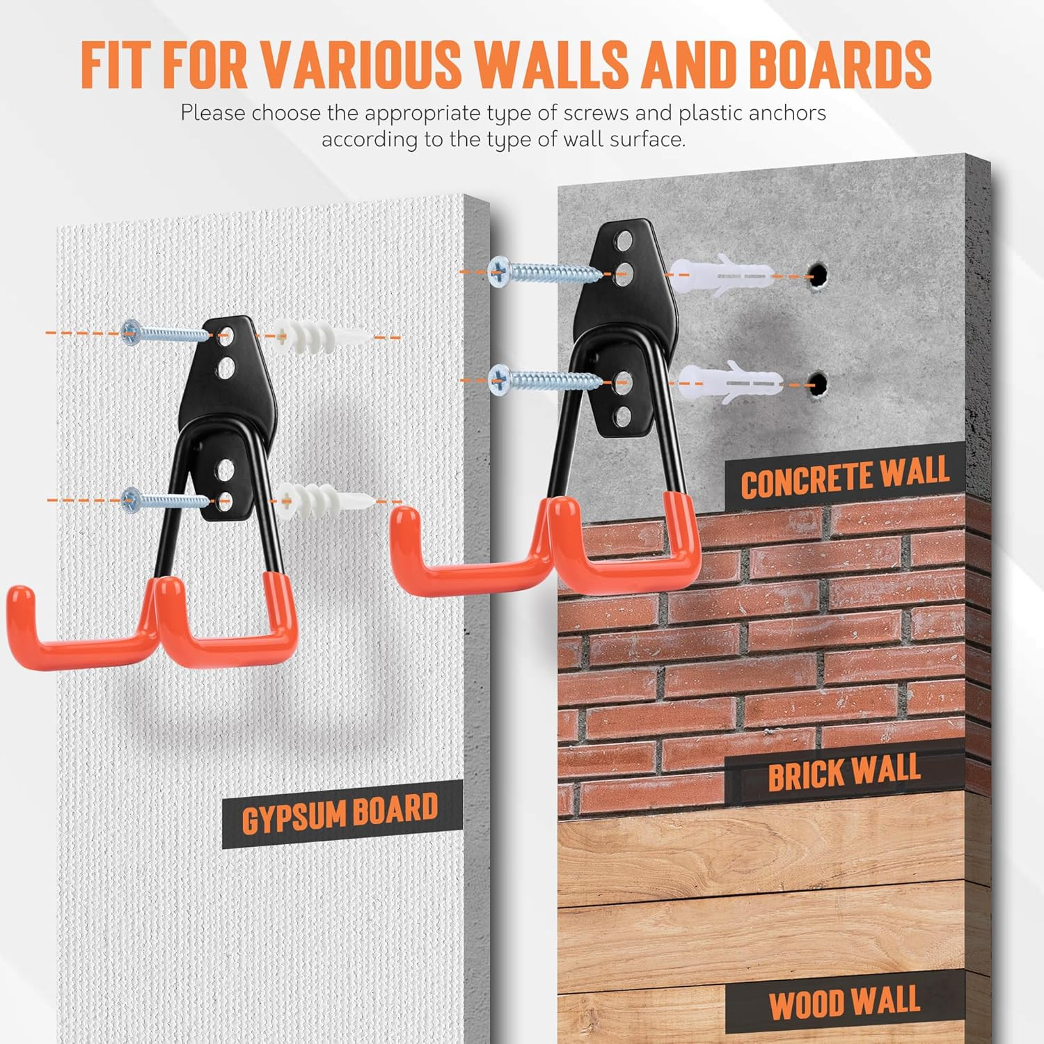 Garage Hooks, 20 Pack Garage Organization, Wall Storage Hooks Heavy Duty for Han
