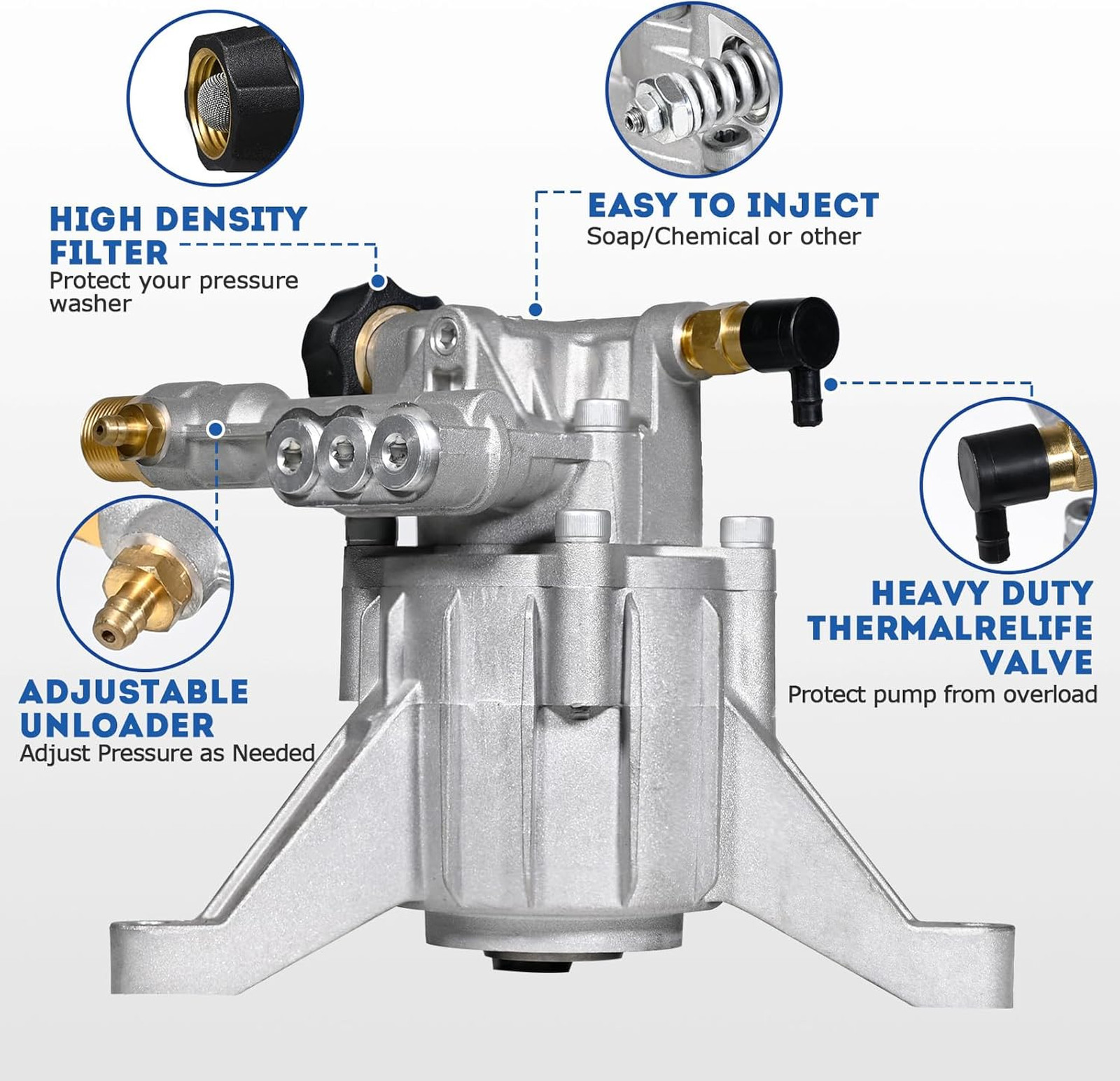 7/8 Inch Shaft Pressure Washer Pump Vertical Max 3400 PSI 2.5 GPM Replacement