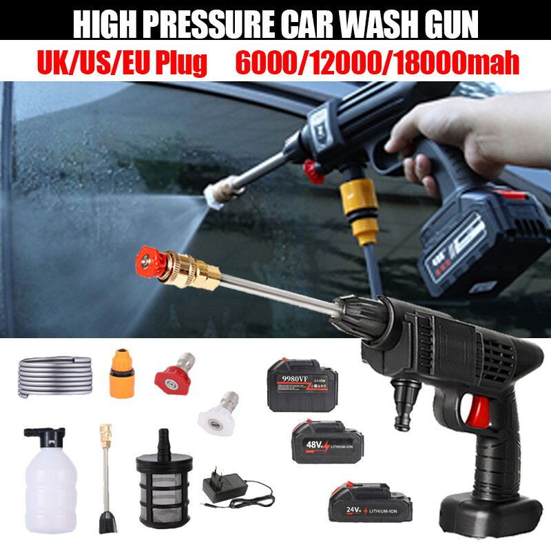 Cordless Electric High Pressure Car Washer Sprayer With Battery Cleaner Tool
