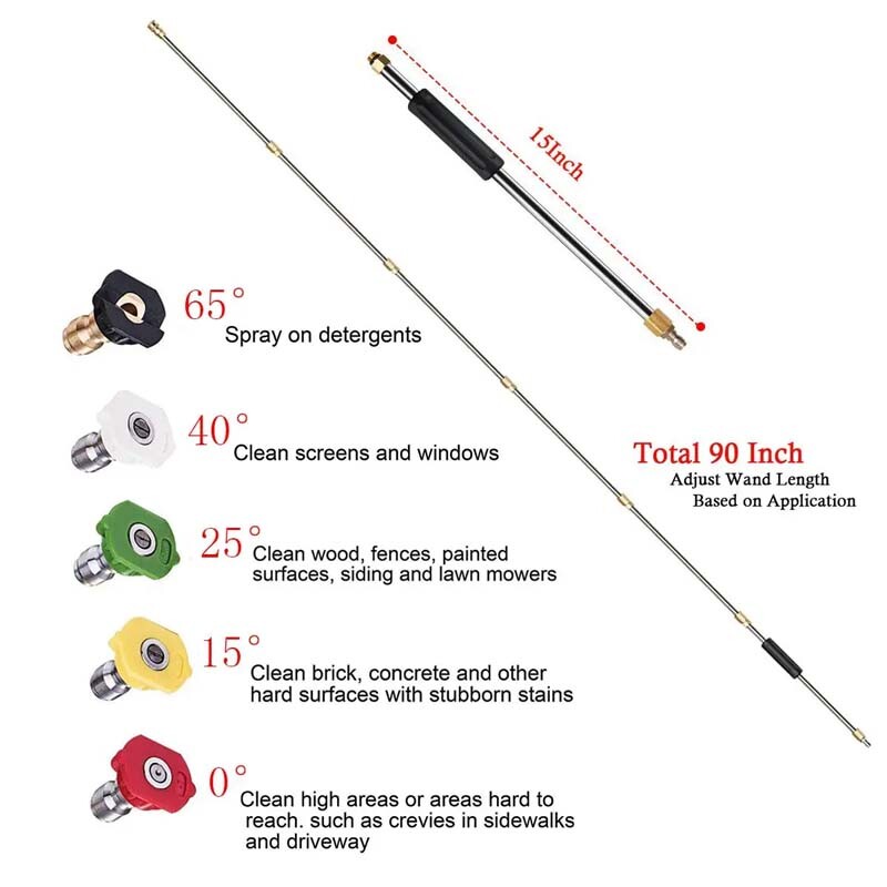 4000PSI High-Pressure Washer Extension Wand Replace Lance Gutter Cleaner Nozzle
