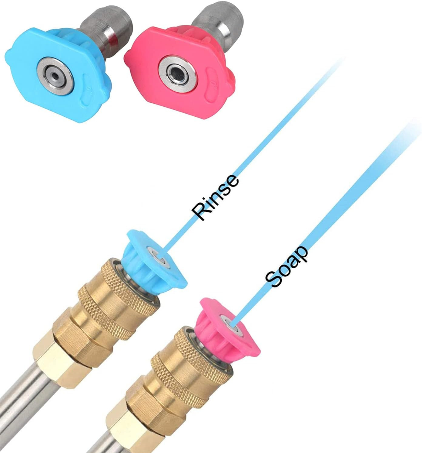 7 Pack Pressure Washer Spray Nozzle Tips Multiple Degrees, 14Inch Quick Connect,