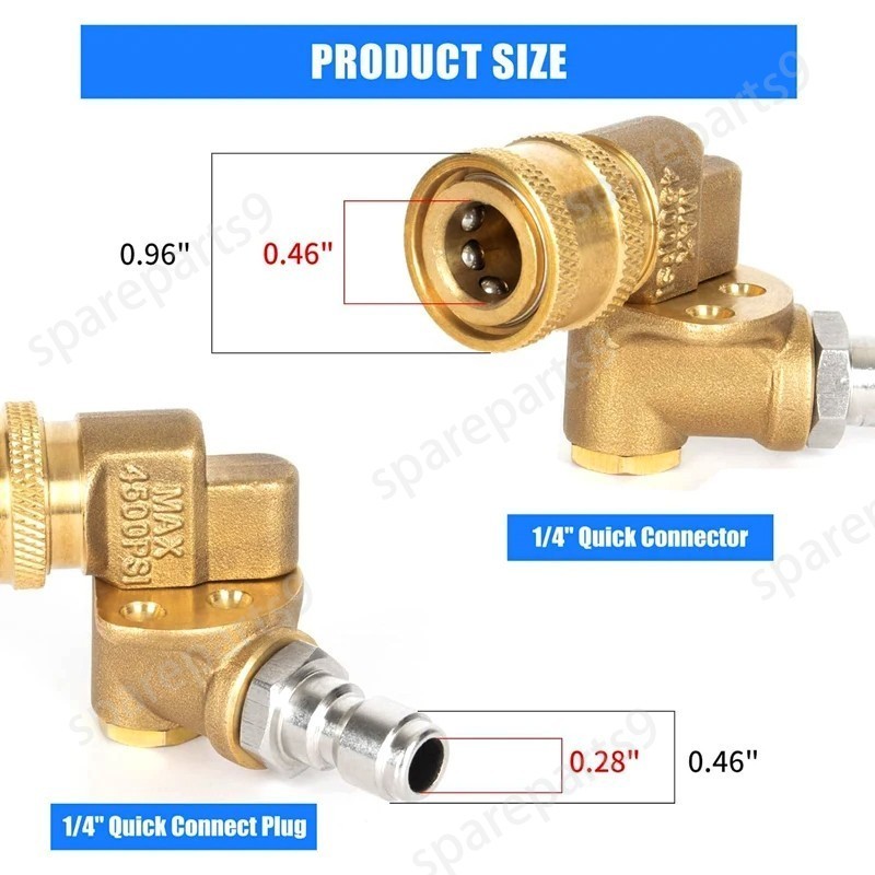 1 Piece Pivoting Coupler High Pressure 1/4″ Quick Connect Rotary Adapter 5 Gears
