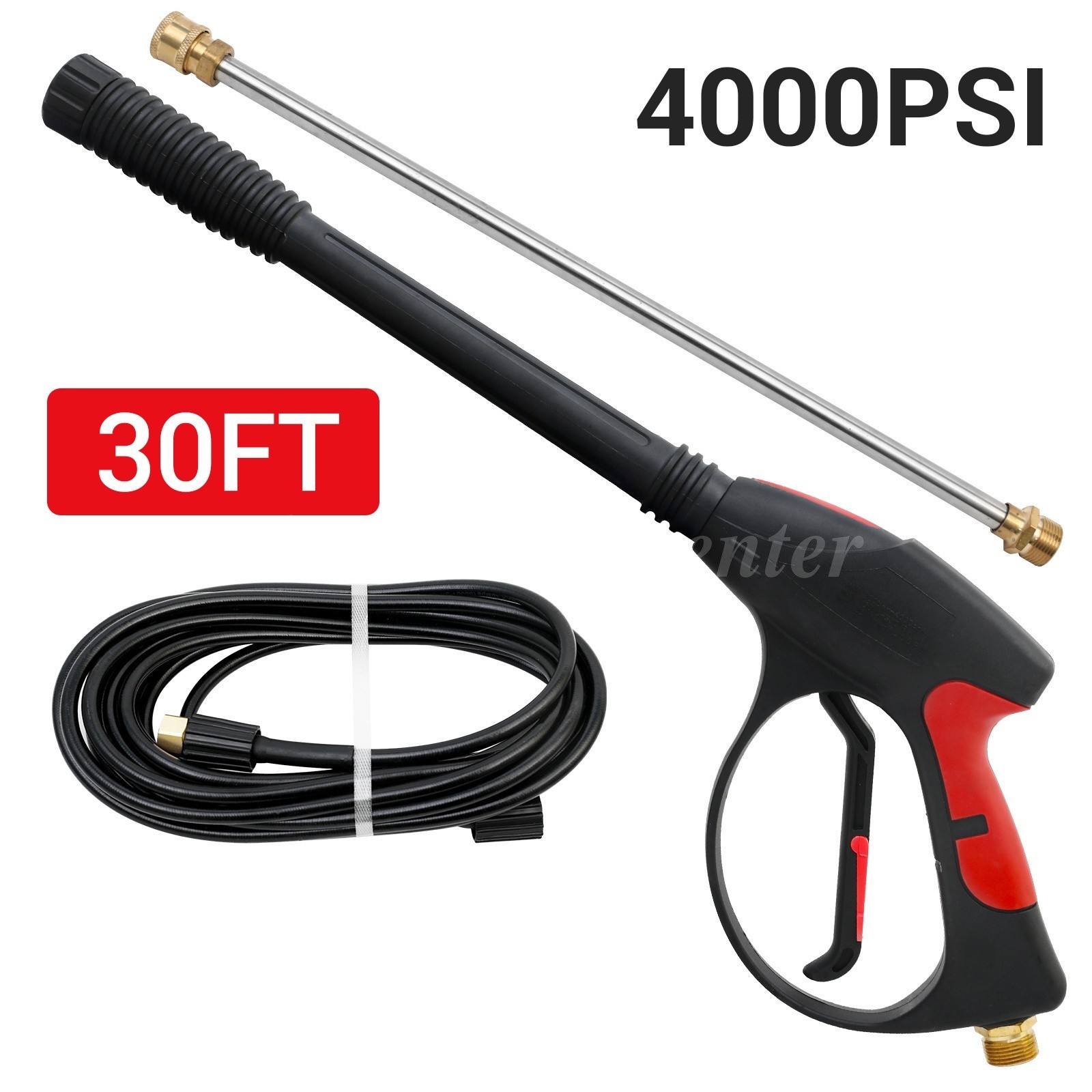 4000PSI 30ft High Pressure Water Spray Gun Portable Car Washer Cleaner Hose Tool