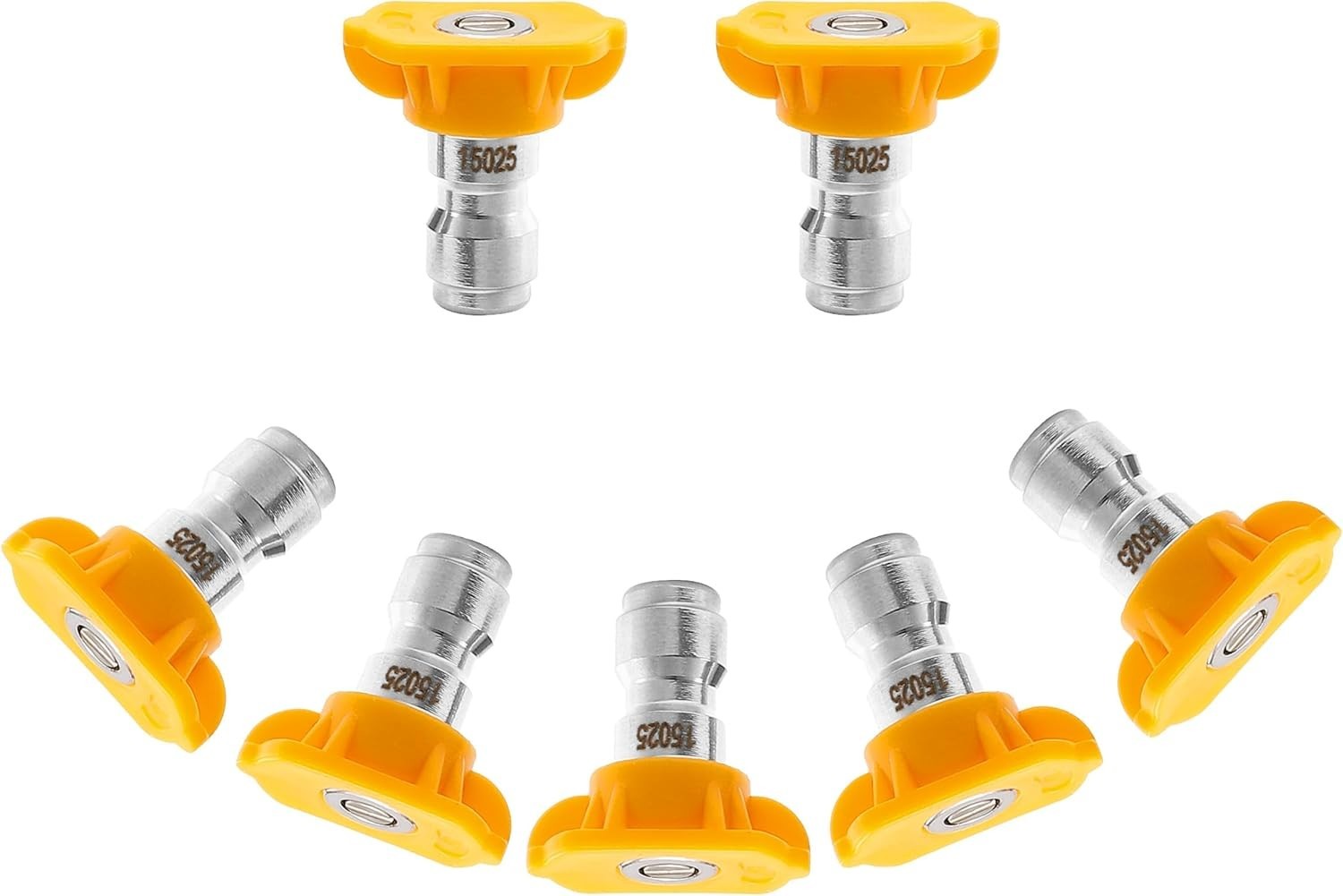 15° Yellow Power Washer Nozzle Tips, 7-Pack, 4000 PSI, Stainless Steel