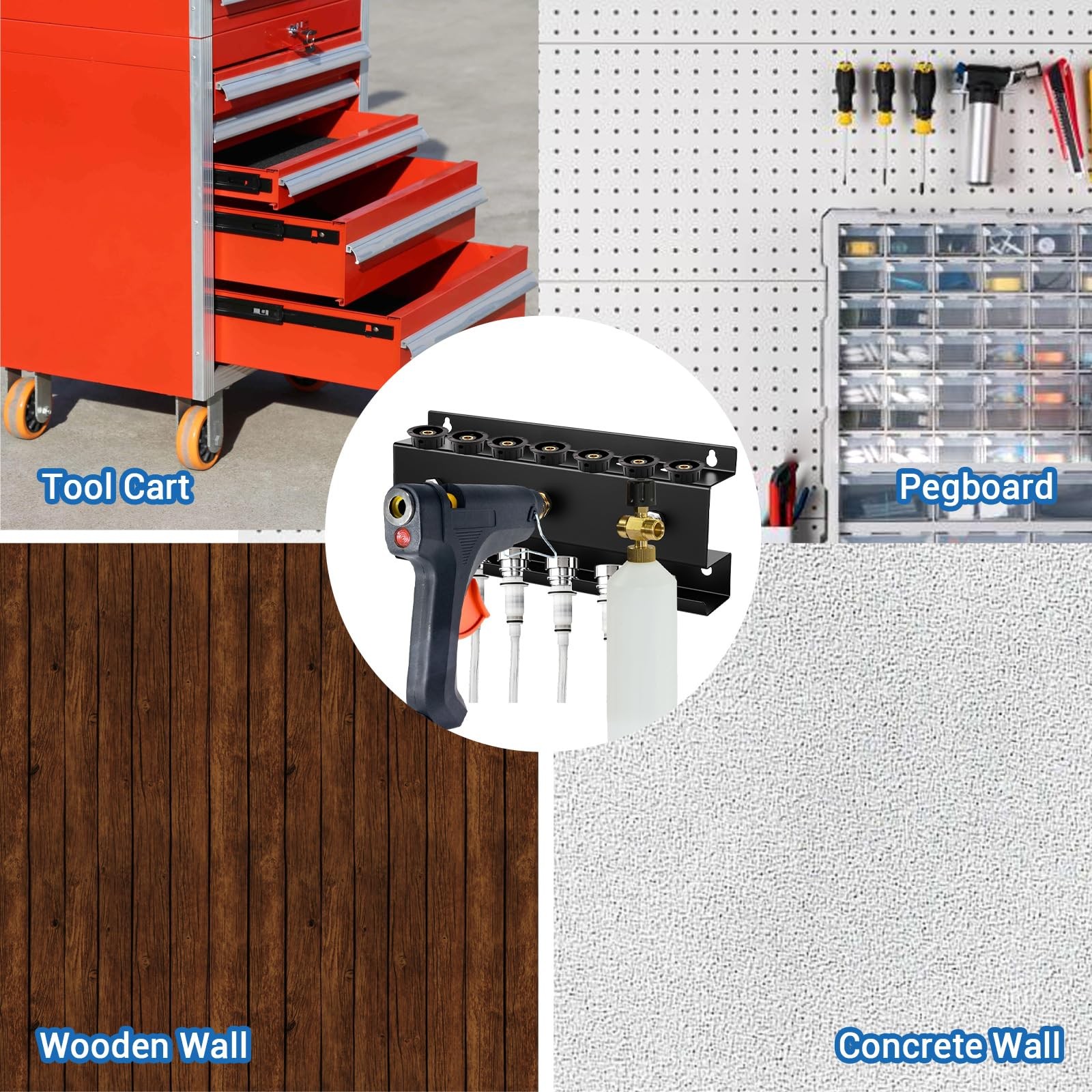 Wall Mount Pressure Washer Holder Metal Storage Rack For Nozzles/Wands