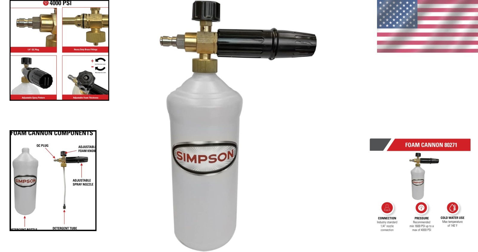Professional 1L Foam Cannon with Quick Connector for Pressure Washers
