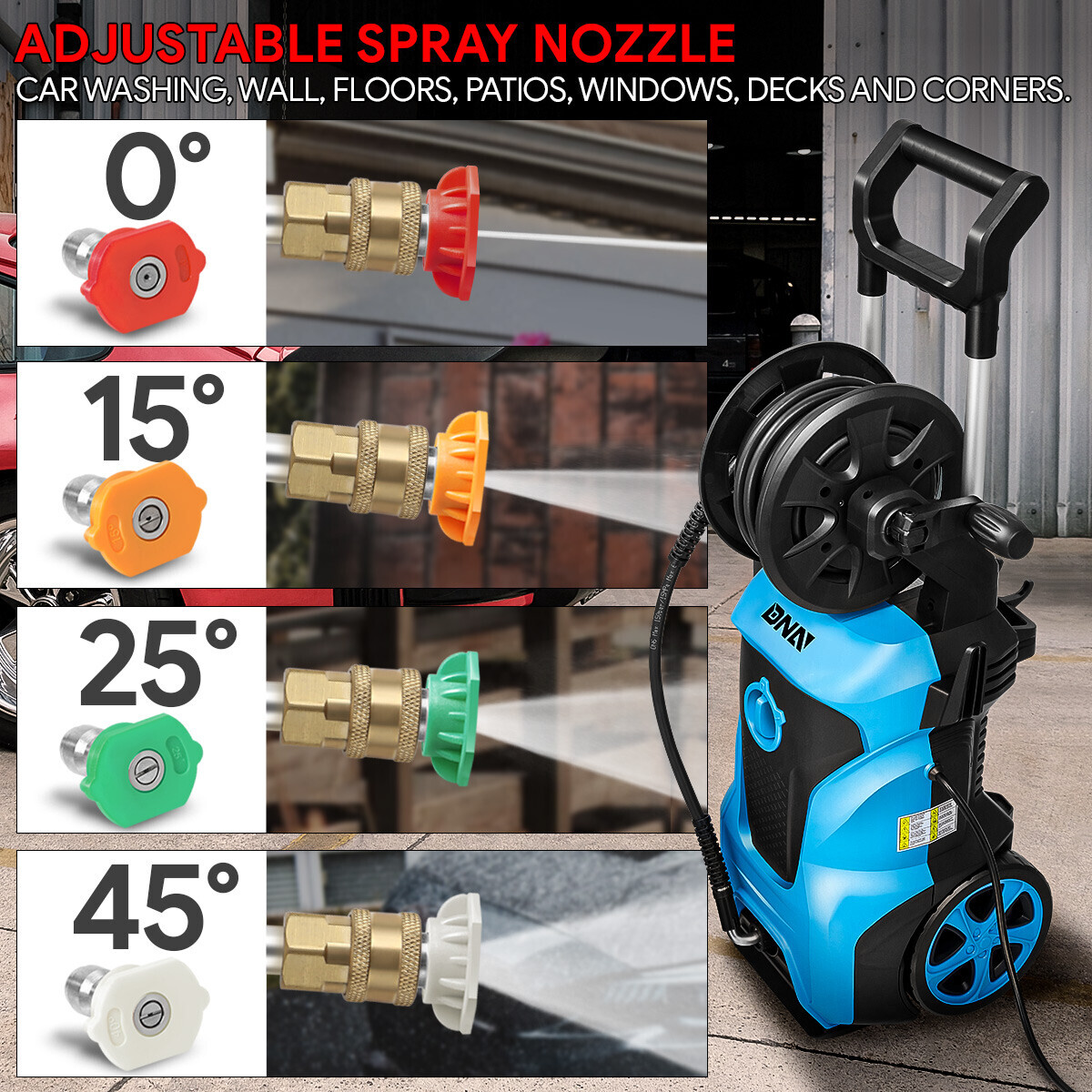 2176PSI 2.4 GPM Portable Electric Pressure Washer High-Power Car Cleaner Machine