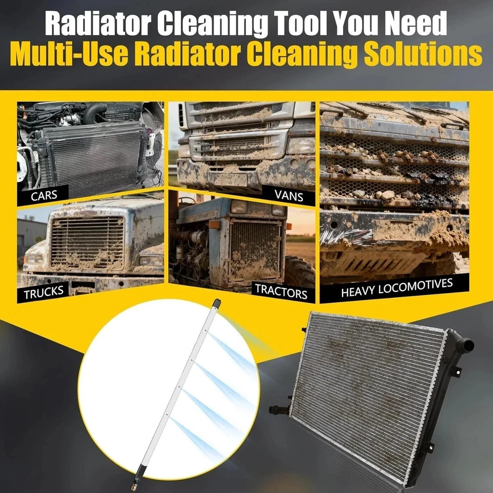 39″ Pro Radiator Cleaning Wand Kit–Radiator Cleaner Tool with 5 Spray Nozzles +