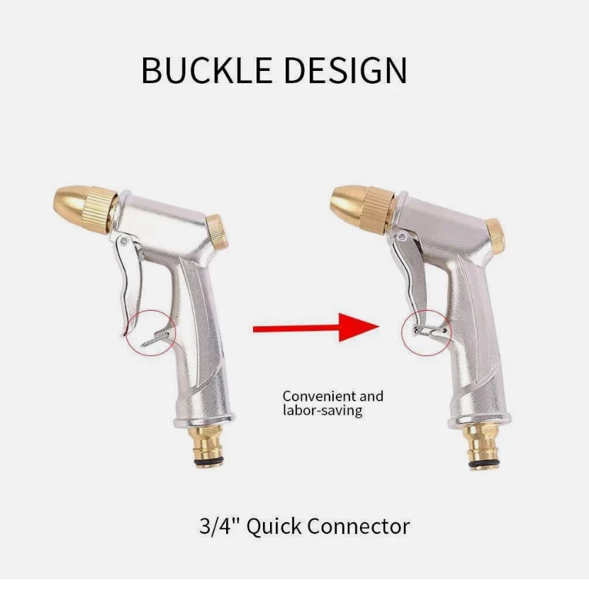 High Pressure Water Spray Gun Metal Brass Nozzle Wash Hose Pipe Car Garden Lawn