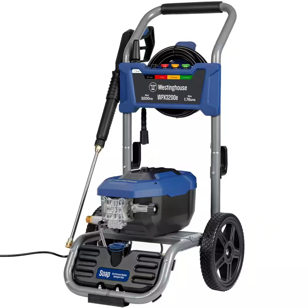 3200 Max PSI 1.76 Max GPM 13 Amp Cold Water Electric Powered Pressure Washer wit