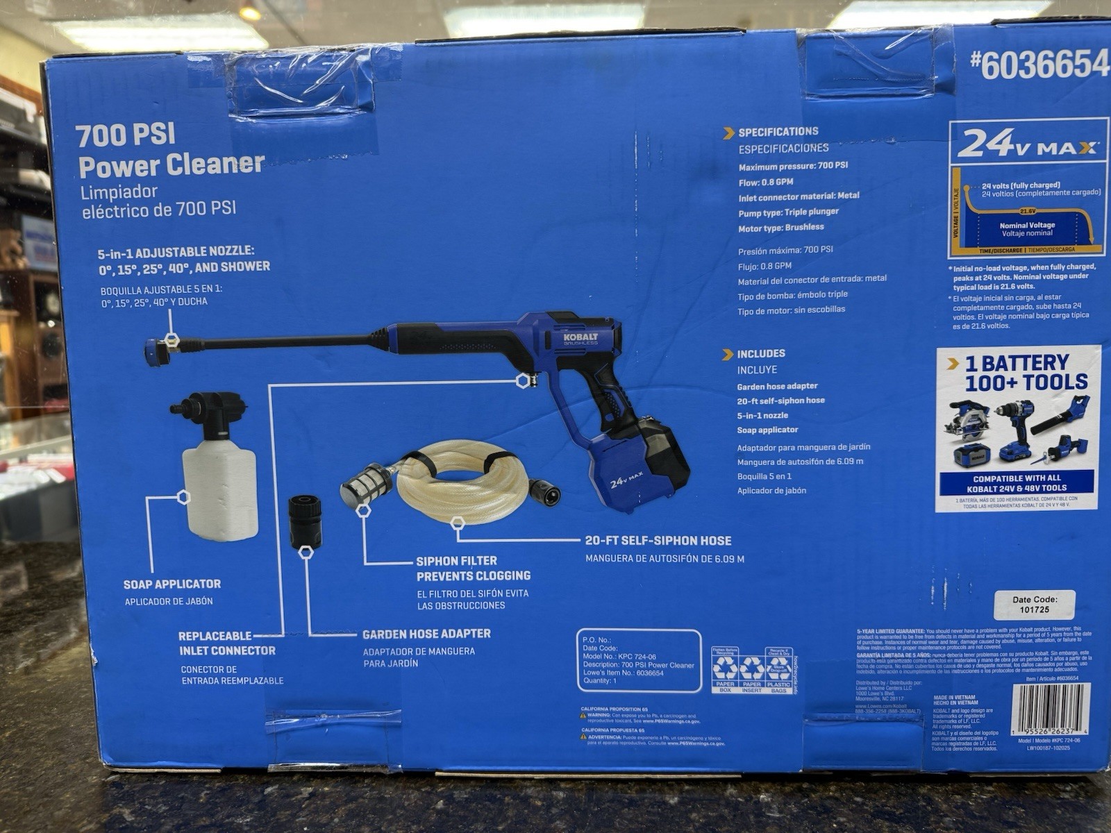 NEW Kobalt 700-PSI Cold Water Battery Outdoor power cleaner 0.8-GPM -Tools Only