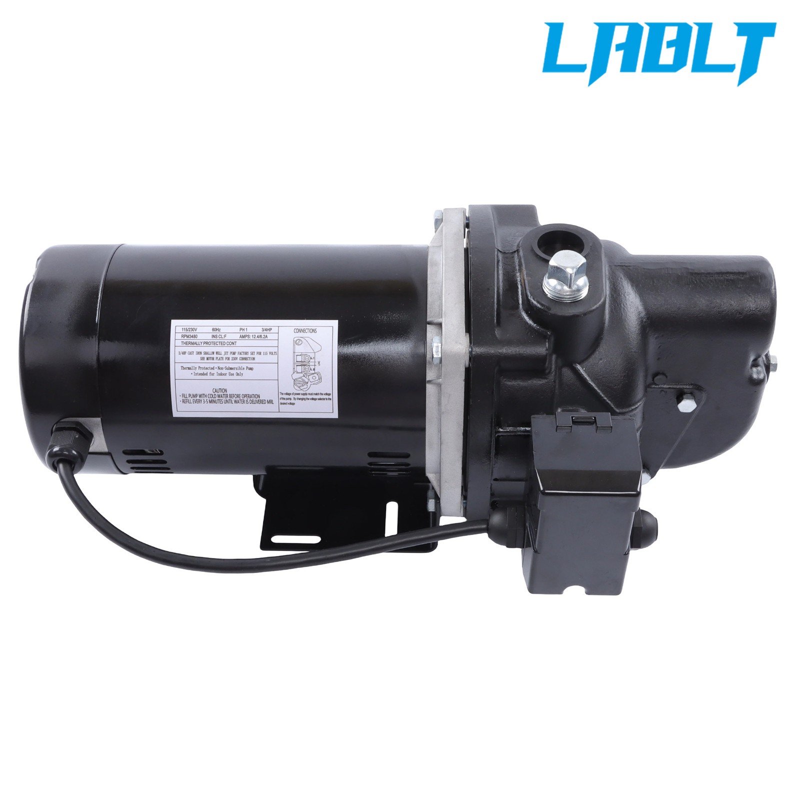 LABLT SWS75-3/4 HP Heavy Duty Cast Iron 510GPH 115/230V Shallow Jet Well Pump