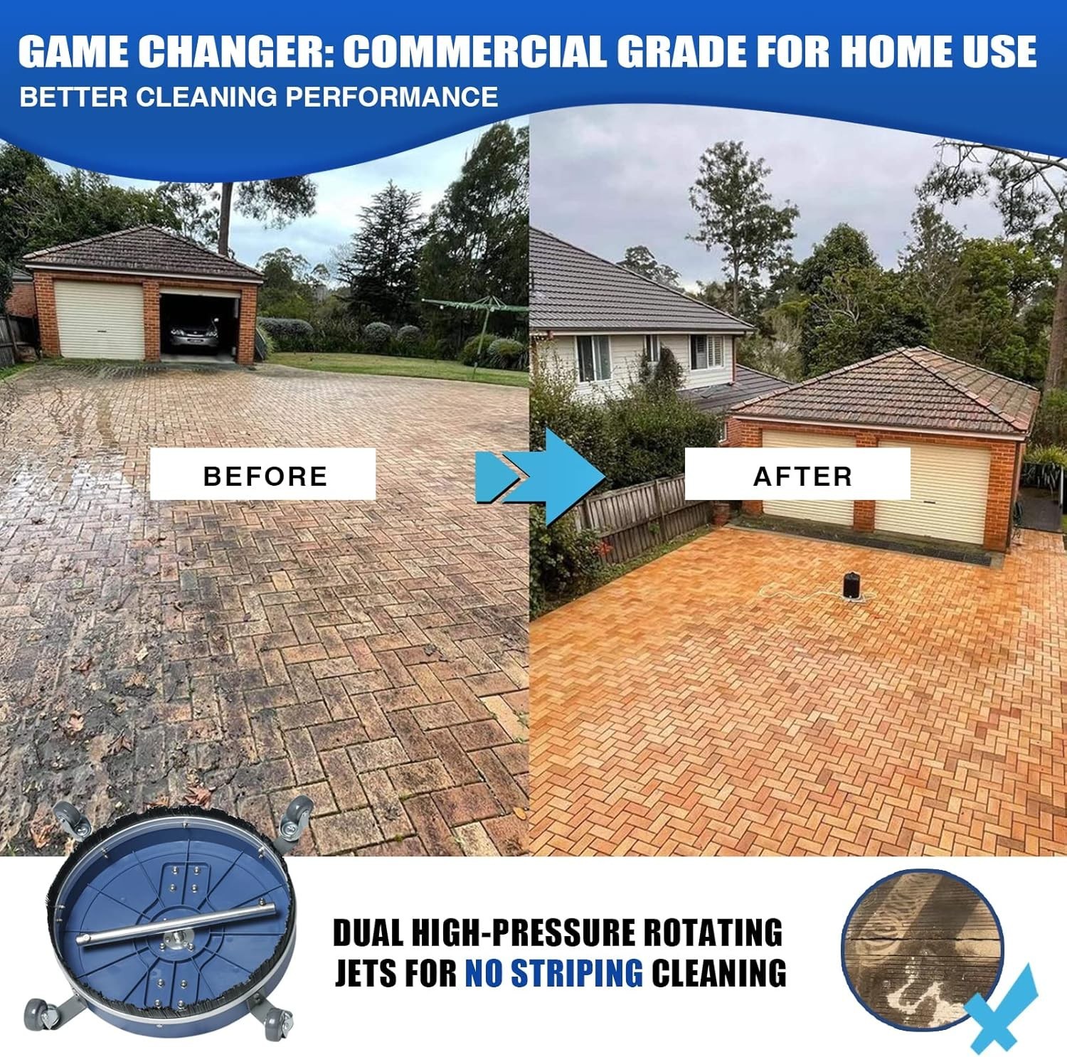 20” High-Speed Pressure Washer Surface Cleaner: Save Time & Water Effortlessly