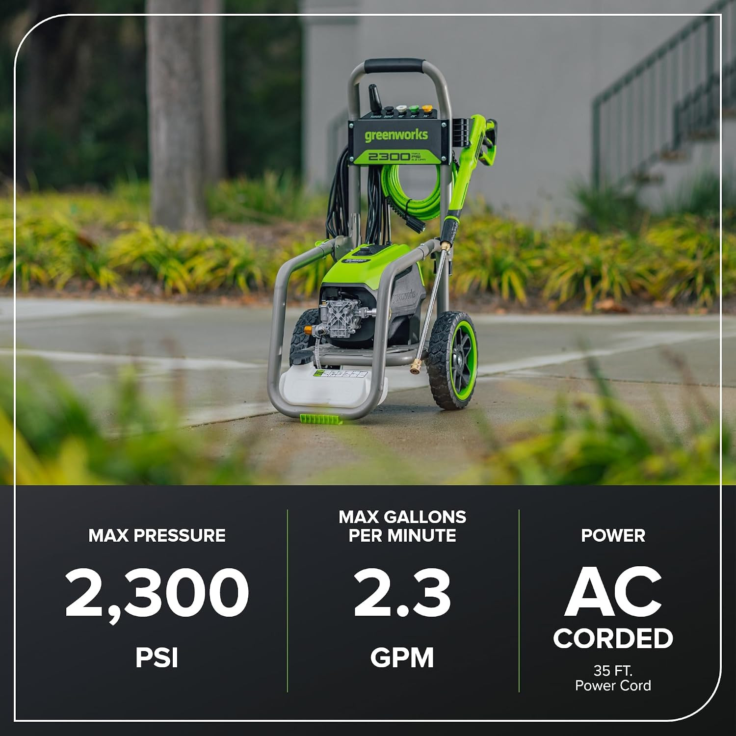 Greenworks Pro Brushless 2300 PSI (SGS Certified) 2.3 GPM Max / 1.2 GPM Electric
