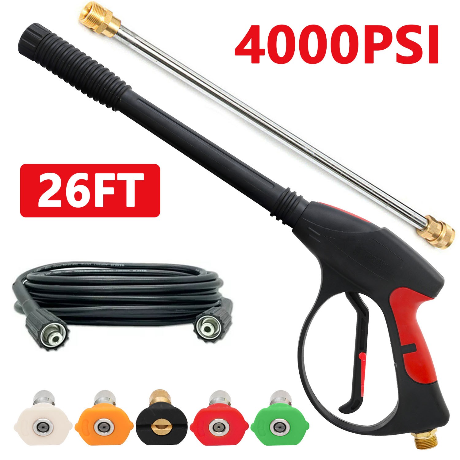 High Pressure 4000PSI Car Power Washer Gun Spray Wand Lance Nozzle No Hose Kit